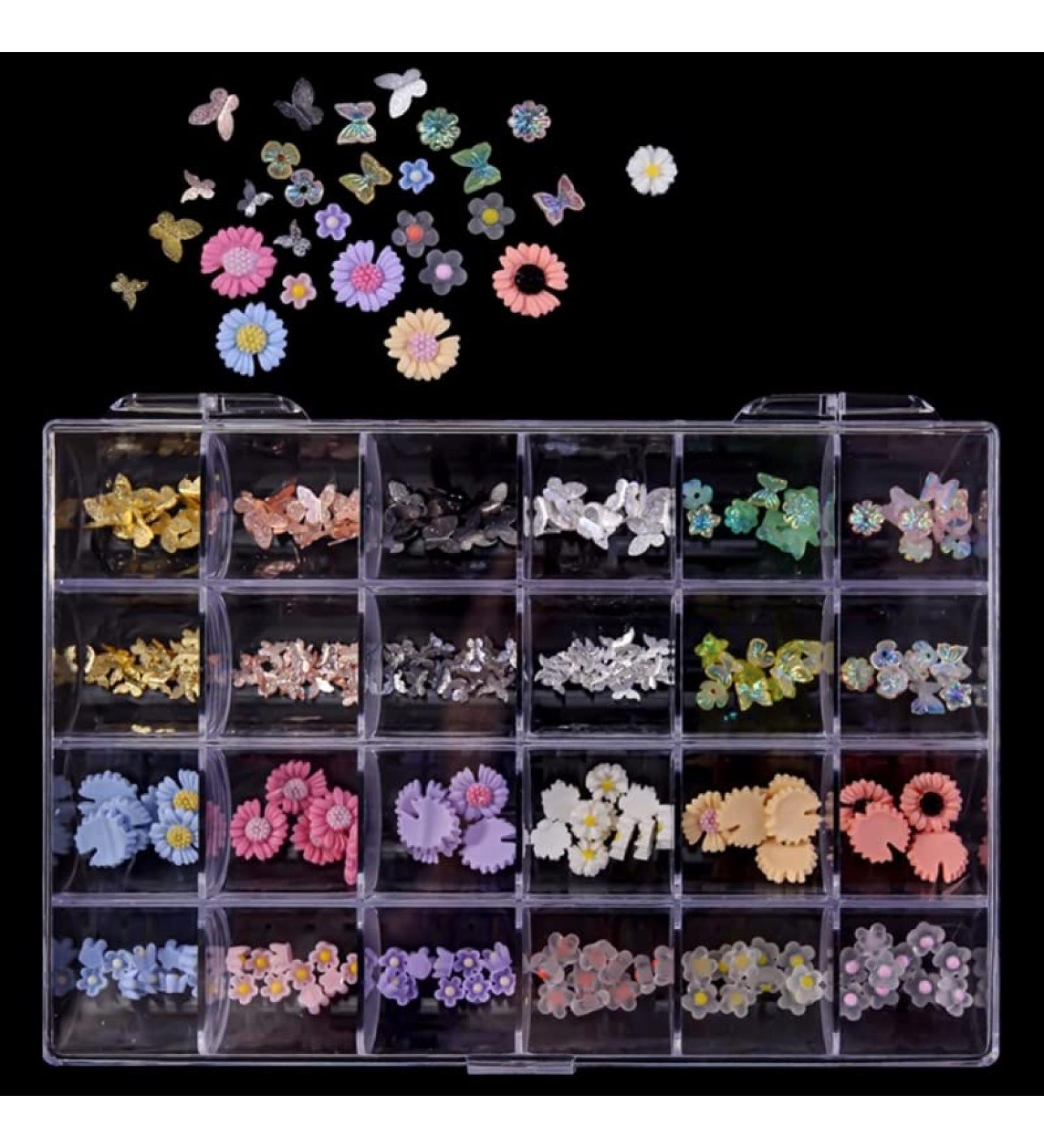 24 Grids Luxury 3D Nail Charms Studs Nail Rhinestones Gems Nail Art 3D Rhinestones Crafts Diamonds Crystal Jewels Stones Decorative Nail Element - Buy Online on GoSupps.com