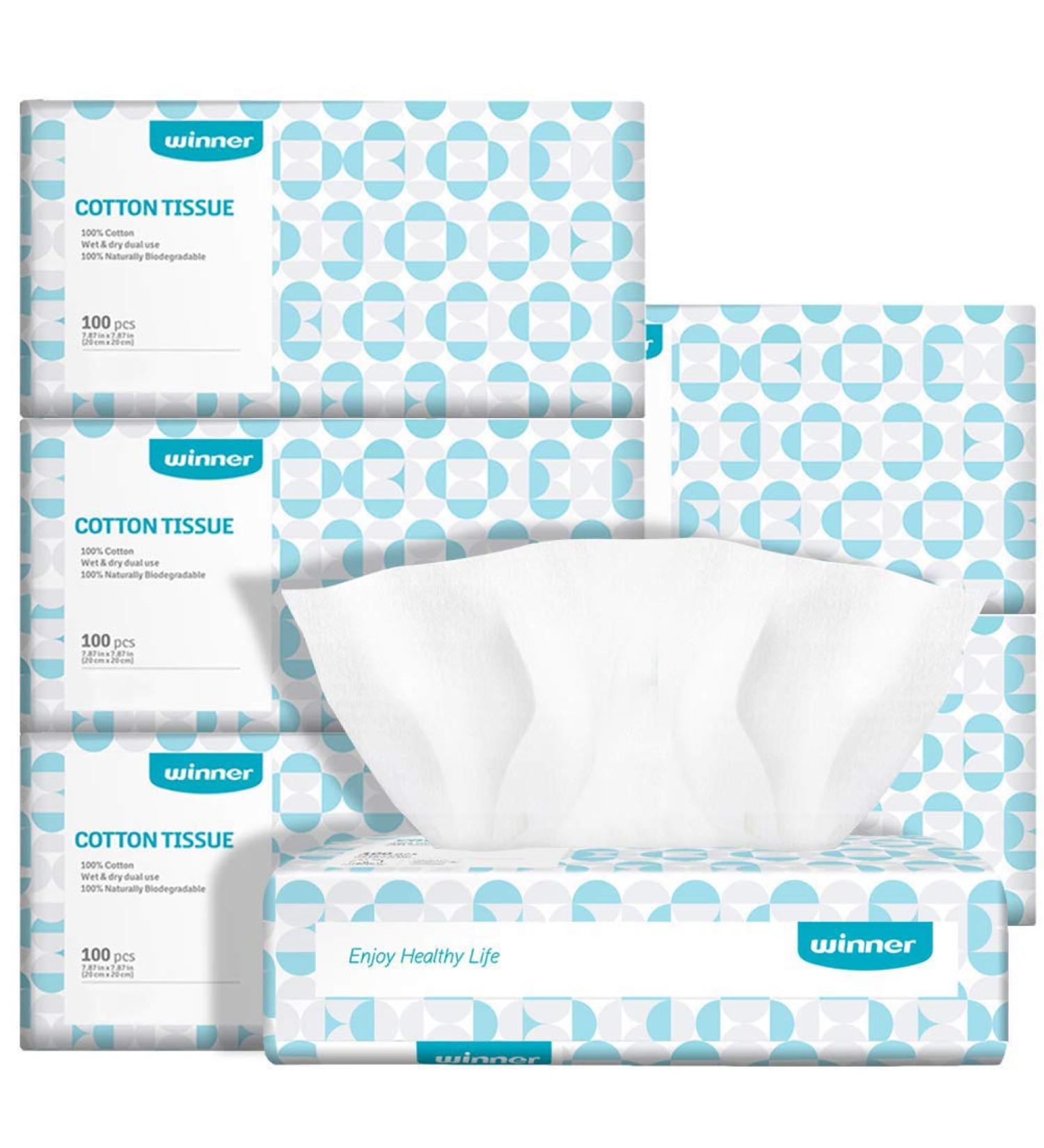 Winner Soft Dry Wipe 600 Count - Unscented Cotton Tissues for Sensitive Skin - OEKO-Tex Certified - Chemical-free & 10x Absorbent - Buy Online on GoSupps.com