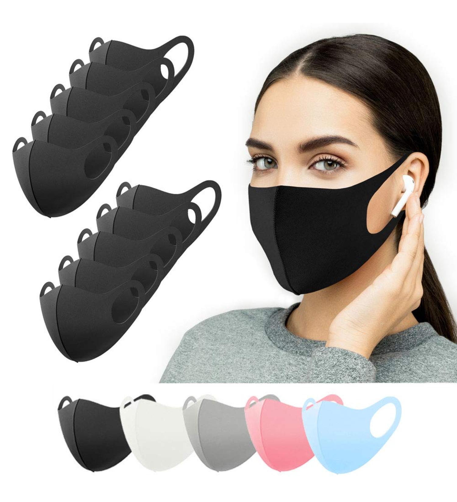 10 Pack Black Fabric Masks for Older Children & Adults - Washable Everyday Mouth Protection - Unisex Facial Masks - Buy Online on GoSupps.com
