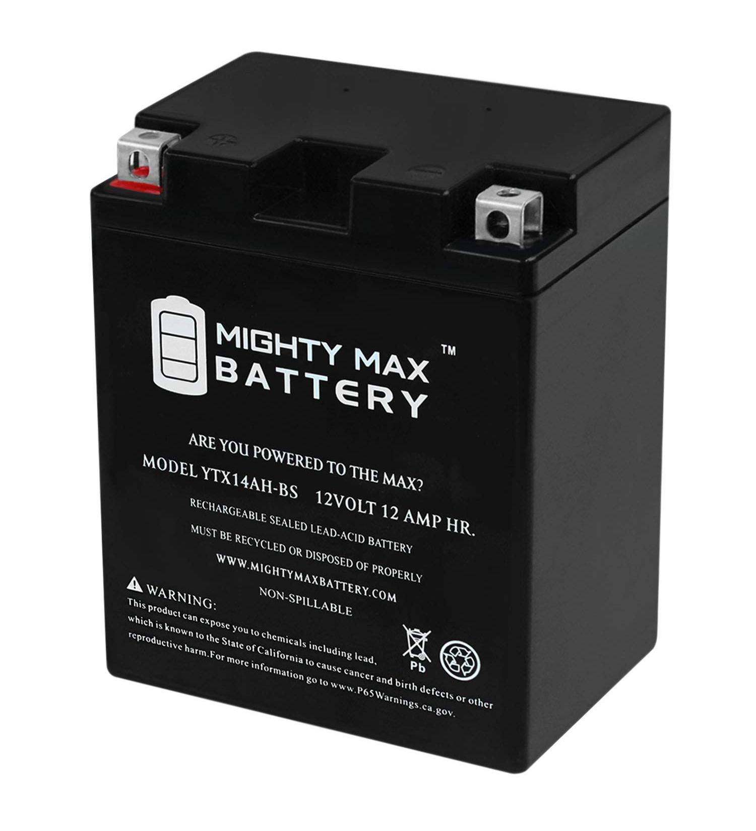 Mighty Max Battery YTX14AH-BS 12V 12Ah - Best Battery for Yamaha YFM350ER Moto 4 350cc (1987-1995) - Free International Shipping - Buy Online on GoSupps.com