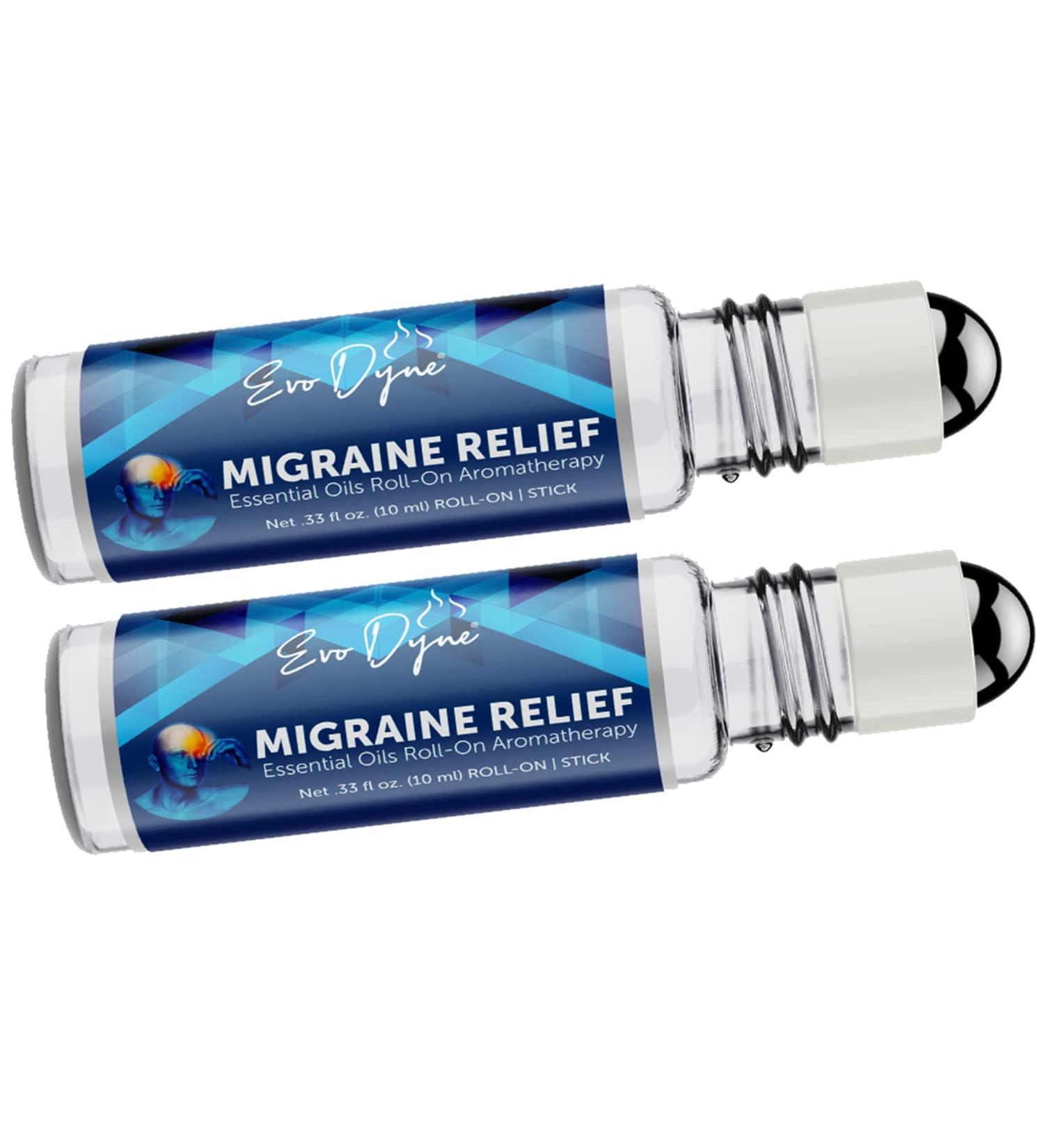 Migraine Relief Stick 2-Pack (0.3oz / 10ml) | Made in USA | Headache Relief Essential Oil Aromatherapy Roll-On with Peppermint & Spearmint Oil - by Evo Dyne - Buy Online on GoSupps.com