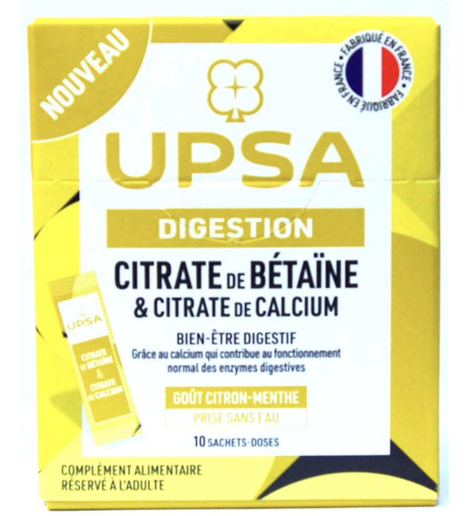 UPSA France Betaine & Calcium Citrate Digestive Comfort - 10 Sachet Pack - Buy Online on GoSupps.com