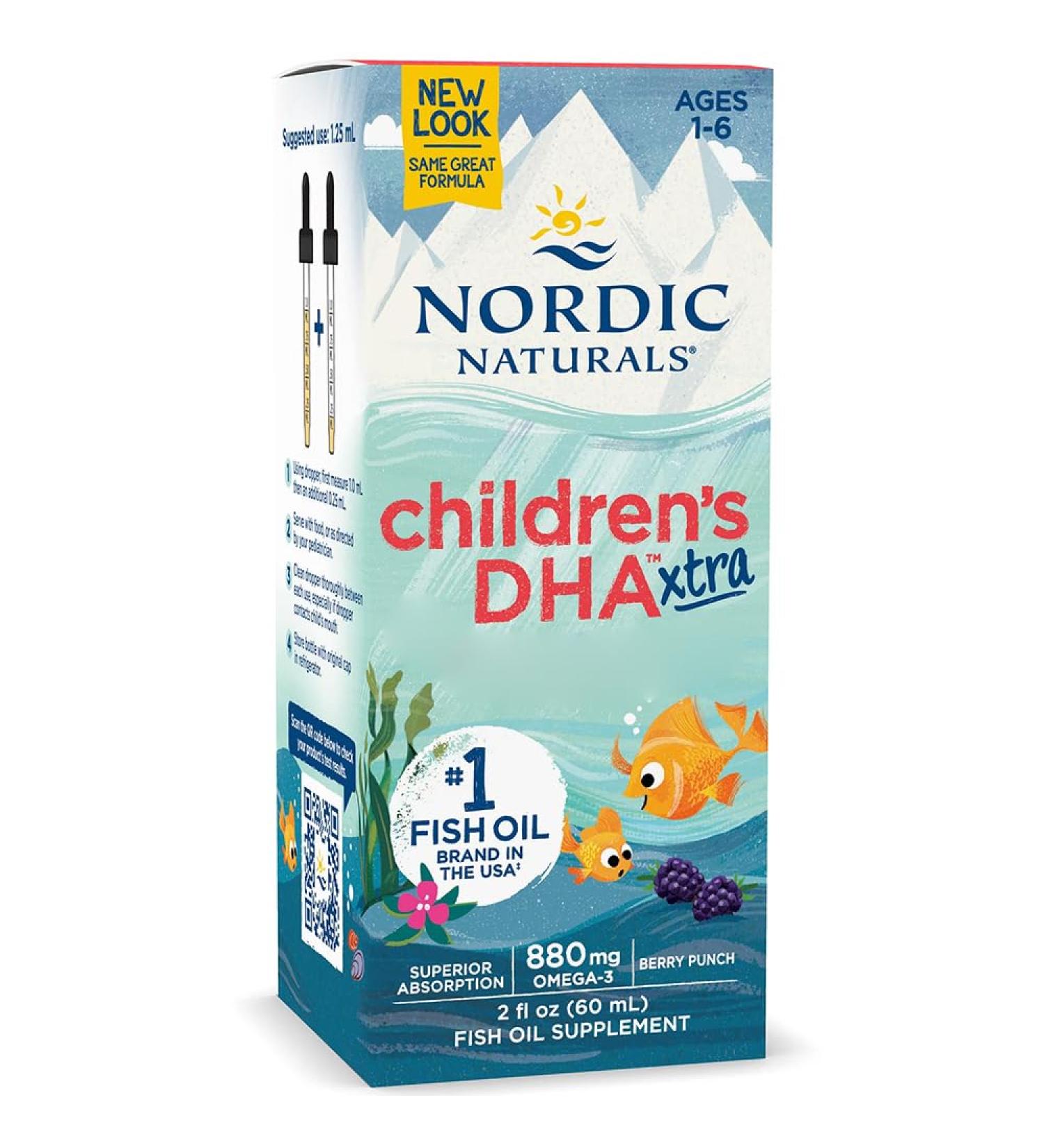 Nordic Naturals Children's DHA Xtra 880mg Omega-3 Berry Flavor With EPA & DHA 60 ml Lab Tested Soy Free Gluten Free Non-GMO - Buy Online on GoSupps.com