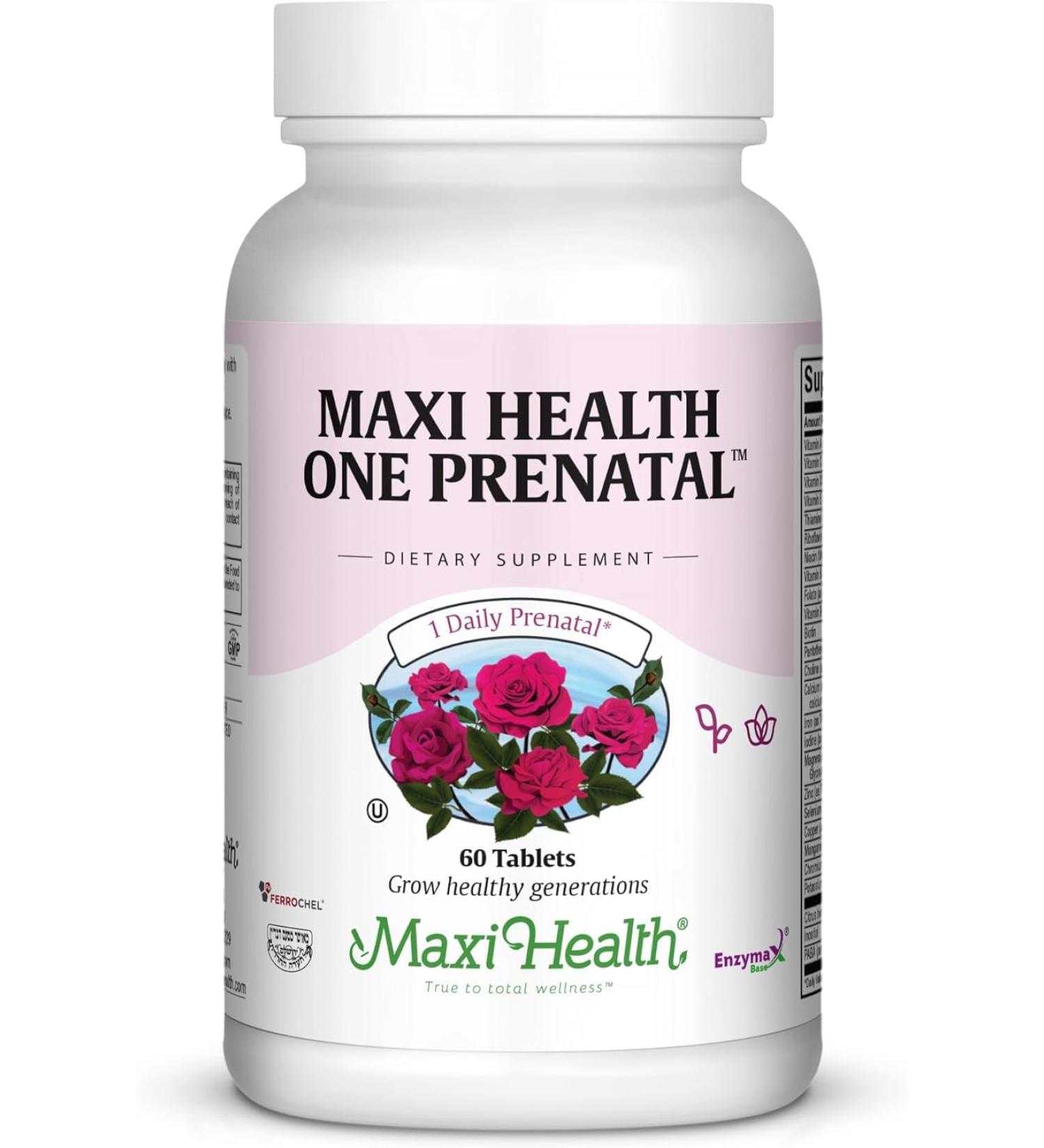 Maxi Health Prenatal Vitamins for Women One Daily Prenatal Vitamins with Iron Folate Choline Vitamin D3 and Essential Nutrients High Absorption prenatals Supplement 60 Day Supply 60 Count (Pack of 1) - Buy Online on GoSupps.com