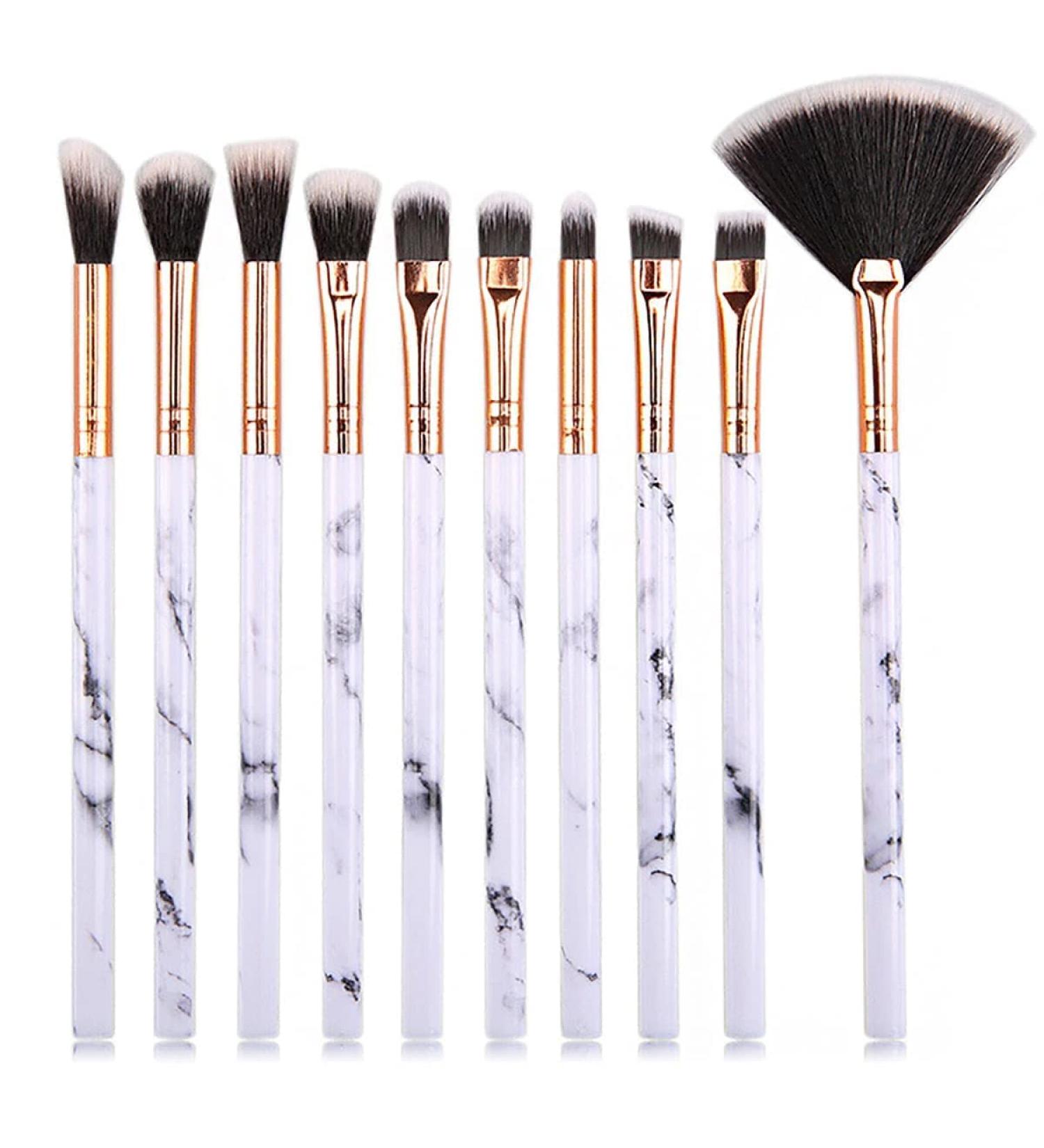 Jootuepo 10pcs Brazen Marble Makeup Brush Set - Soft Hair Eyeshadow Eyebrow & Eyeliner Brushes for Flawless Eye Makeup - Buy Online on GoSupps.com
