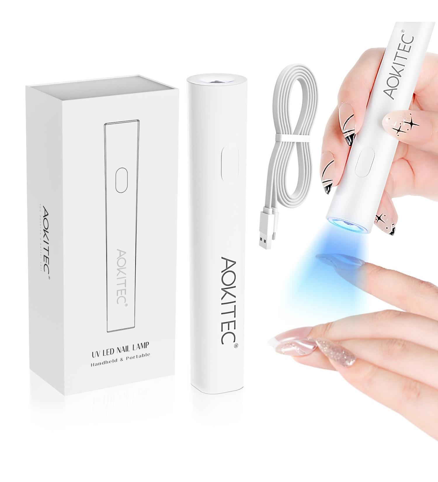 Buy AOKITEC Mini UV LED Lamp for Gel Nails Quick Dry Skin Protection & DIY Nail Set - Buy Online on GoSupps.com