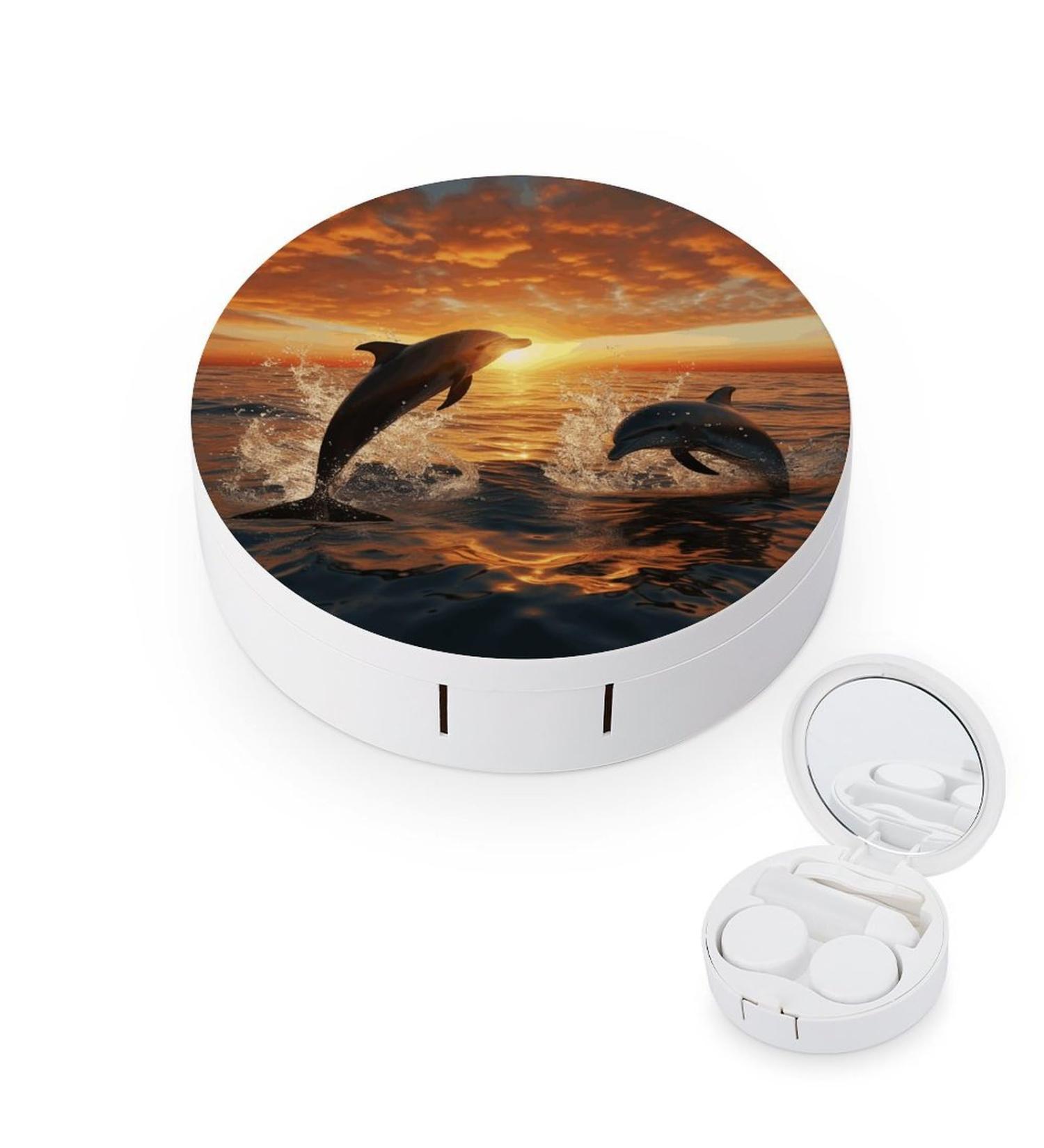 Contact Lens Case - Dolphin Jumping Out of Water Print | Plastic Lens Care Box & Travel Container - Buy Online on GoSupps.com
