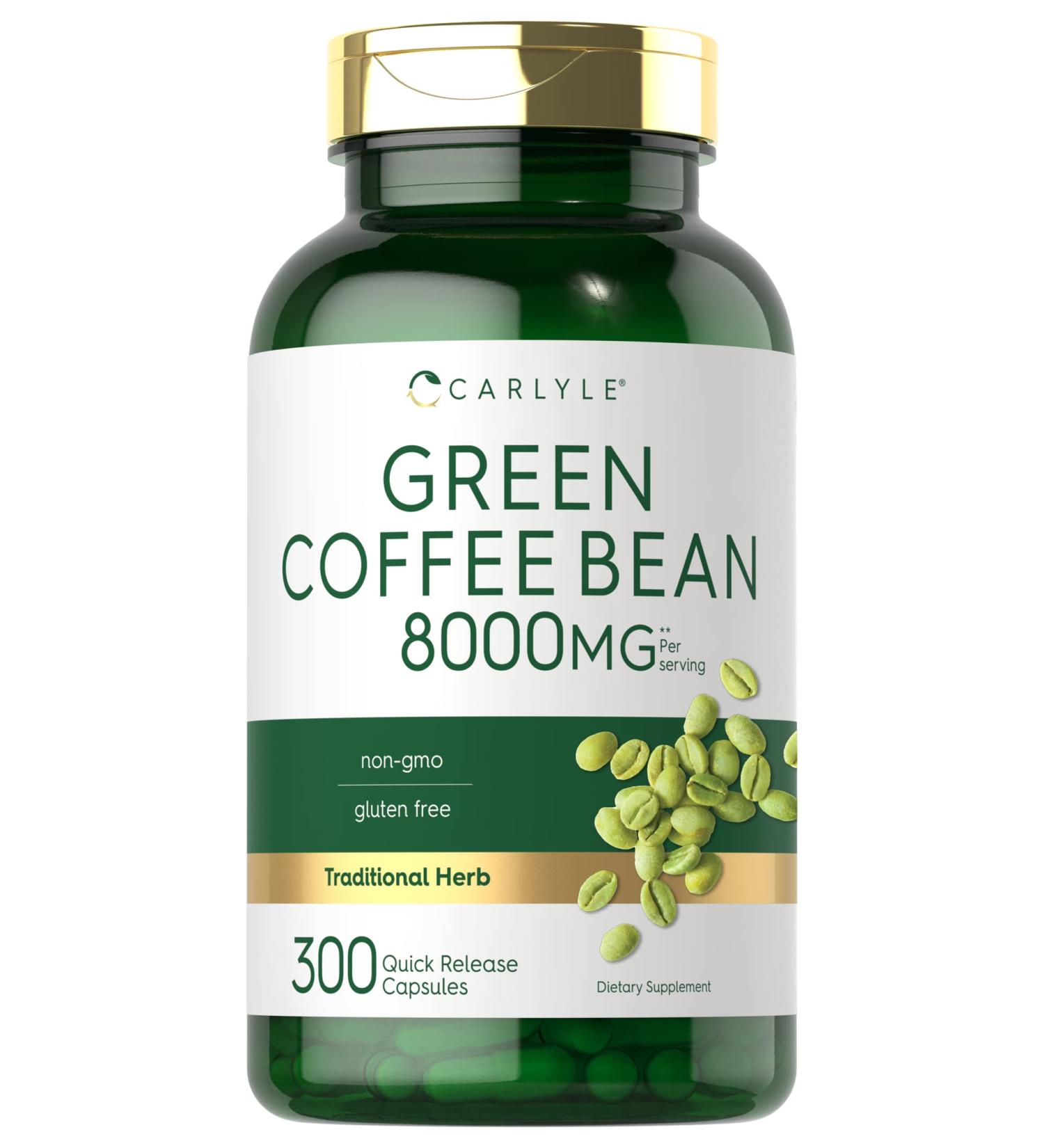 Carlyle Green Coffee Bean Extract 8000mg | 300 Capsules Non-GMO Gluten Free | Herbal Supplement - Buy Online on GoSupps.com