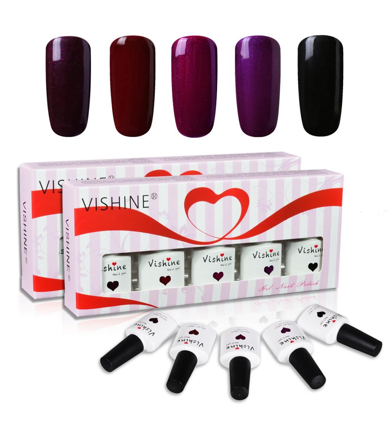 Vishine Soak Off UV LED Gel Nail Polish Multicolor Varnish Gift Set Of 5pcs X 10ml for Nail Art TX012 - Buy Online on GoSupps.com