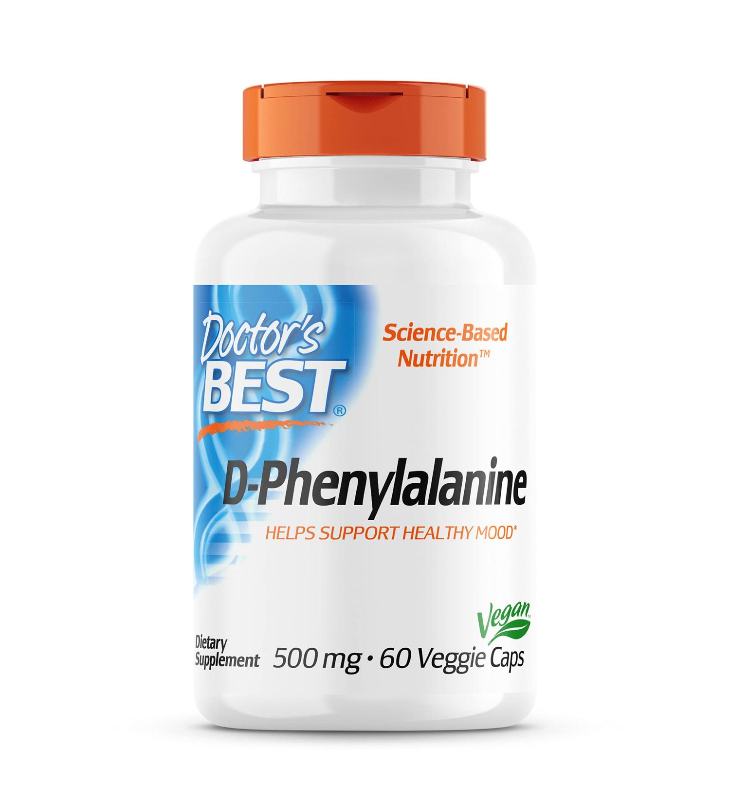 Buy Doctor's Best D-Phenylalanine 500 mg - 60 Veggie Caps for Mood Support - Buy Online on GoSupps.com