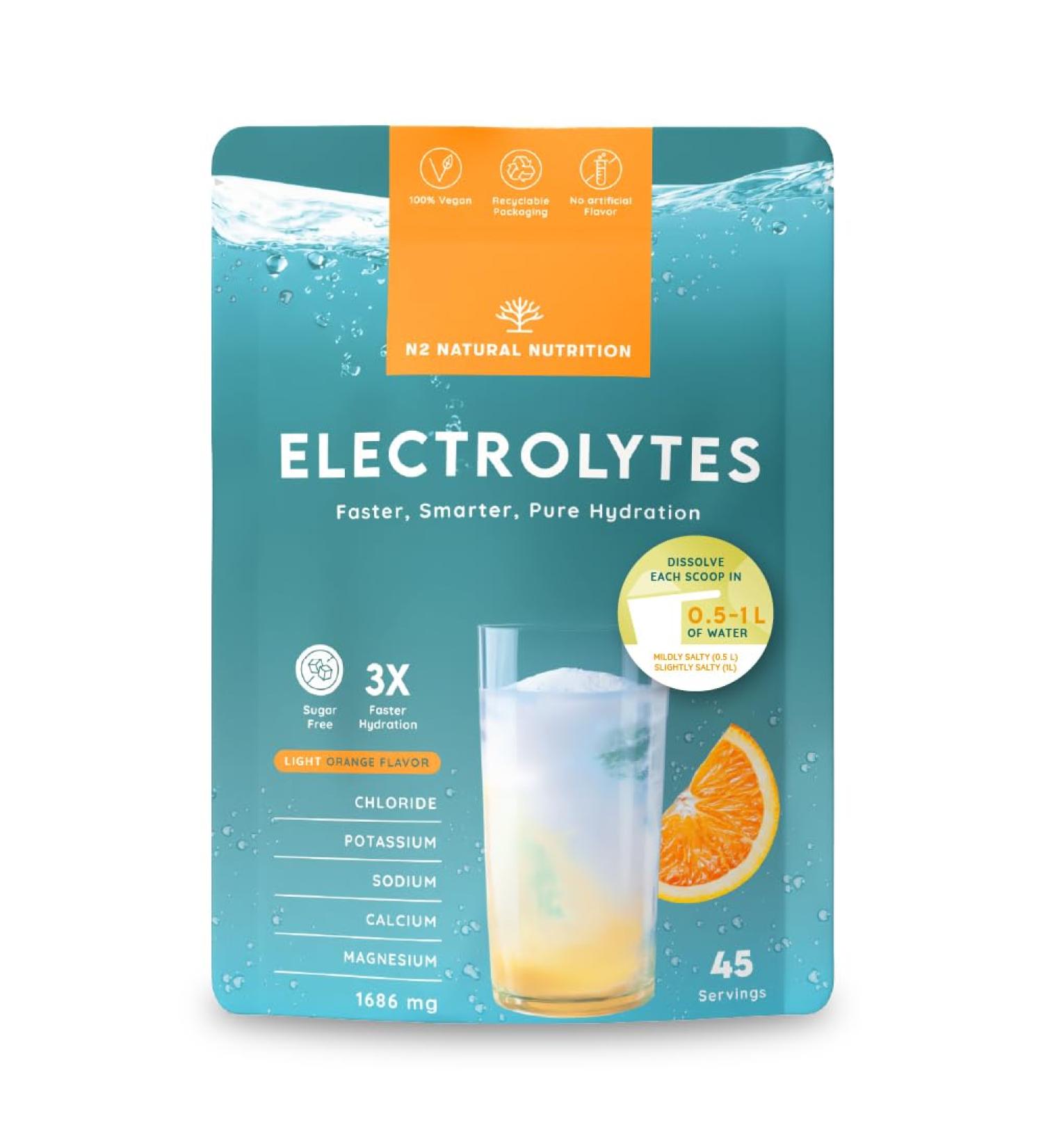  lectrolyte sans sucre 45 jours d' hydratation. Boisson 5 lectrolytes chloride potassium sodium calcium magn sium. Bio en rgetique sportif. N2 Natural Nutrition - Buy Online on GoSupps.com