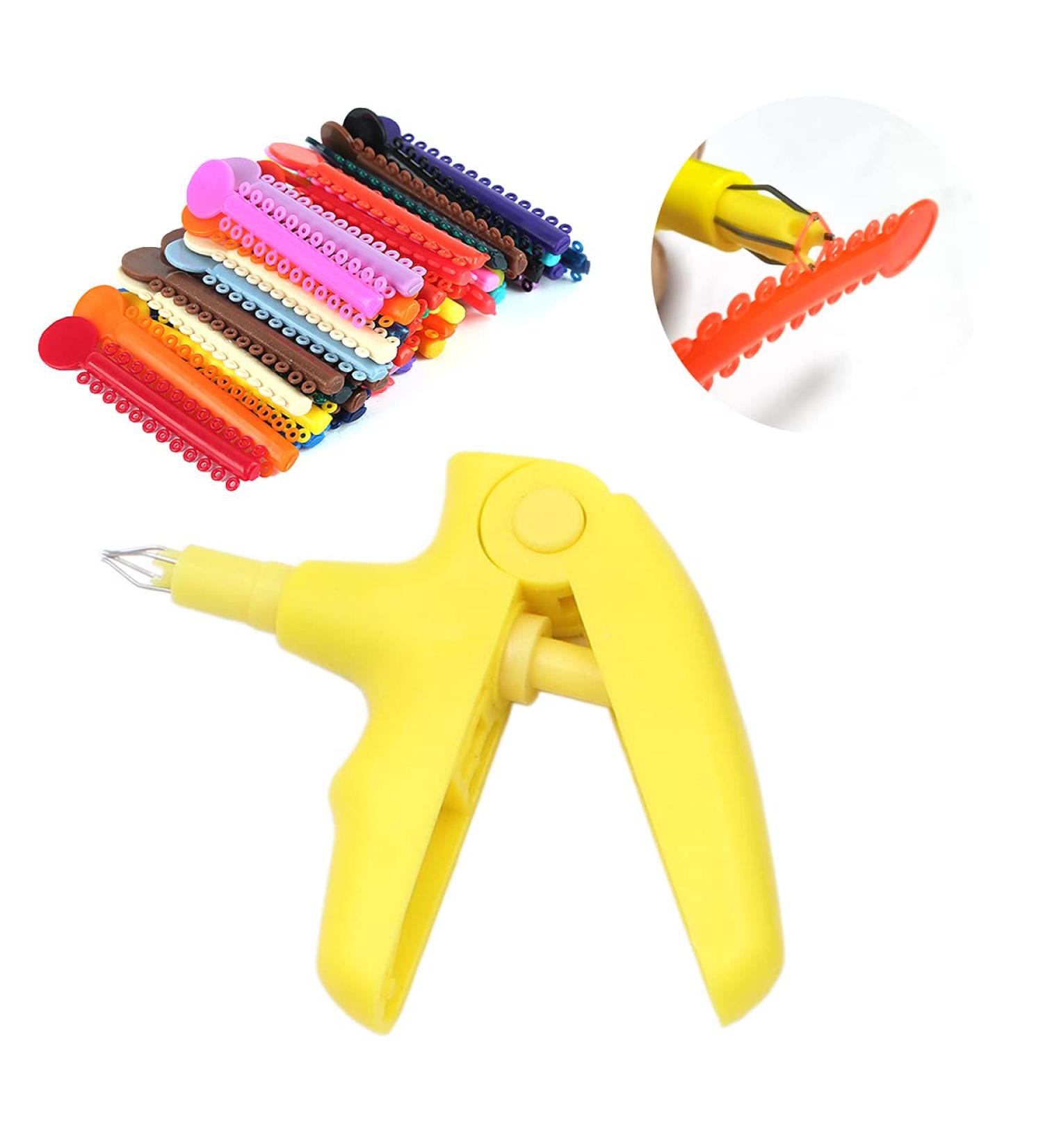 Orthodontic Braces Kit - Ligature Gun Tools with Multicolor Elastic Rubber Bands (1040 Pcs) - Yellow - Buy Online on GoSupps.com