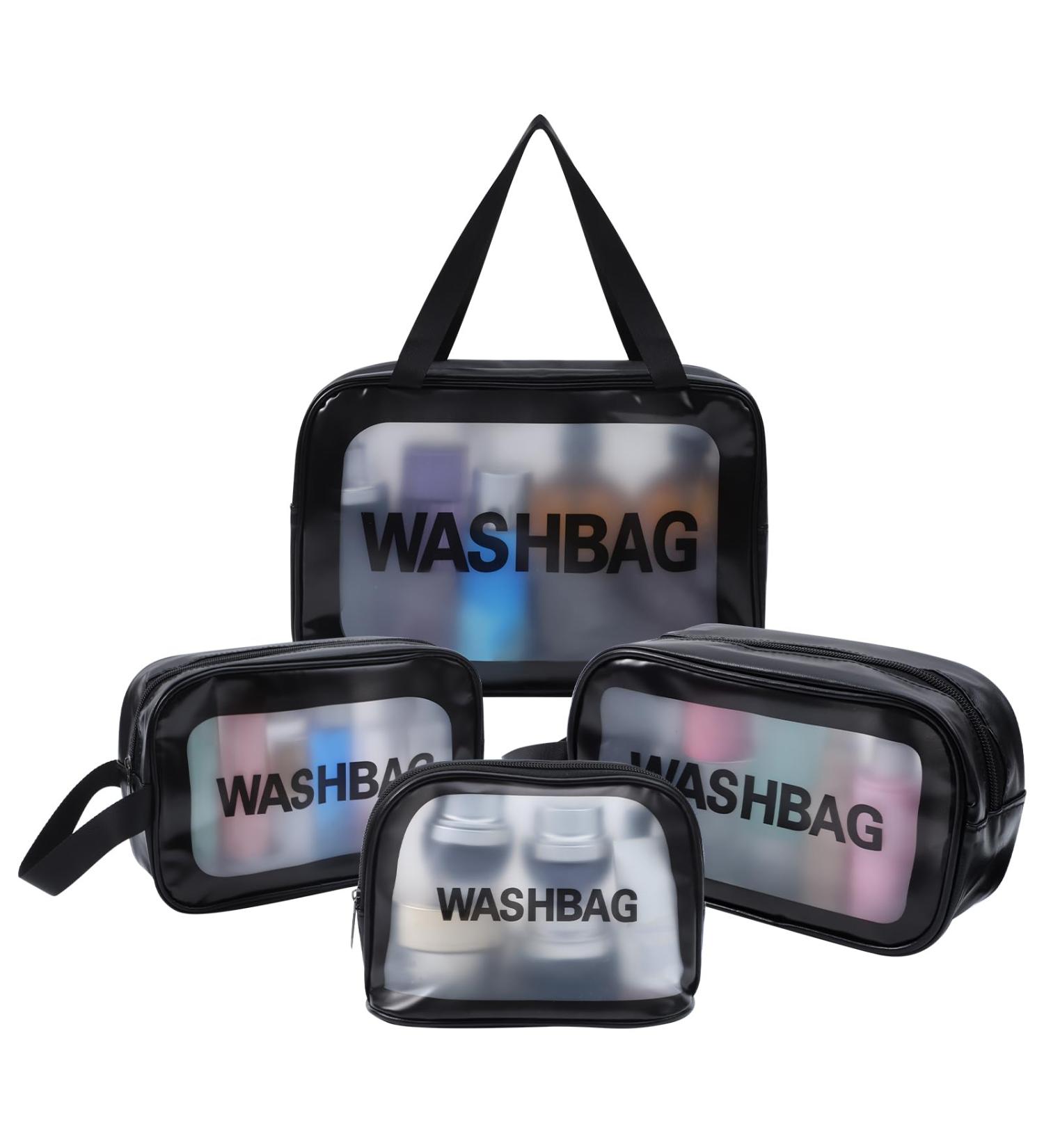 4 Pcs Clear Waterproof Toiletry Bags for Women and Girls - Black - Buy Online on GoSupps.com