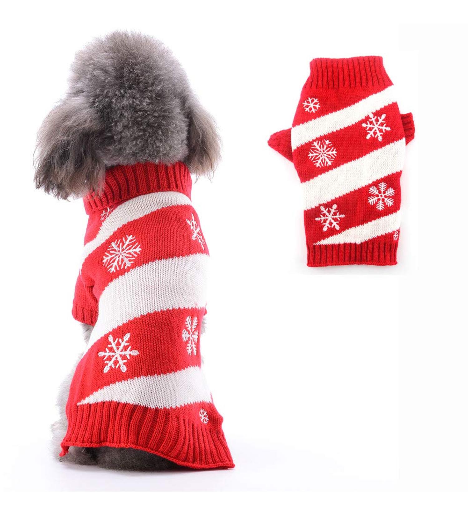 Christmas Dog Sweater - Warm Turtleneck Knitwear for Puppies | Snowflake Pattern | Perfect Holiday Gift - Buy Online on GoSupps.com