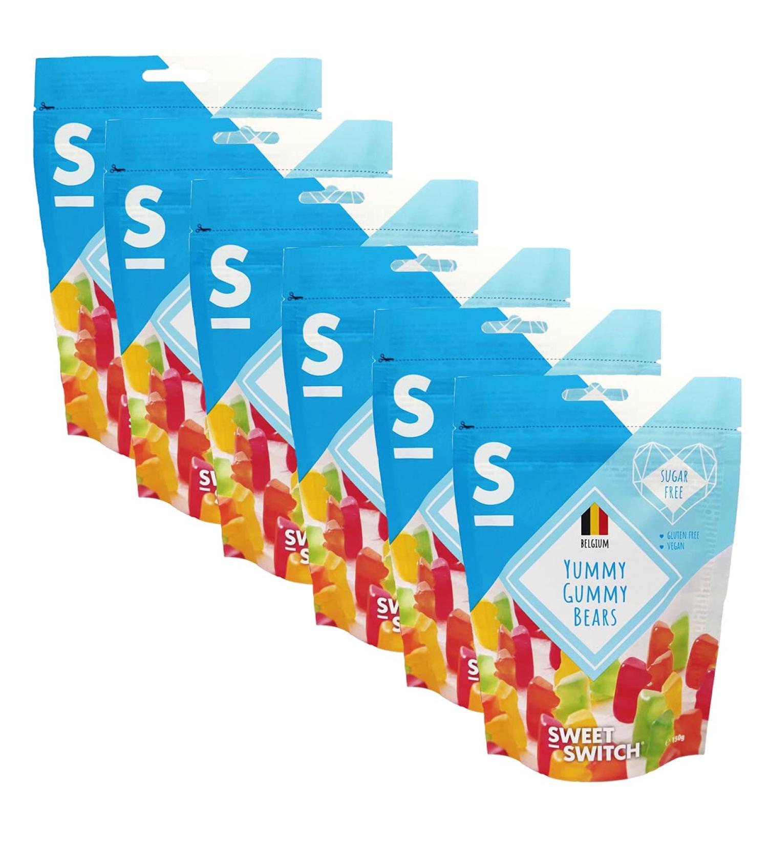 SWEET-SWITCH 6 X 150g Yummy Gummy Bears - Candy - Keto - Sugar Free - Gluten Free - Buy Online on GoSupps.com