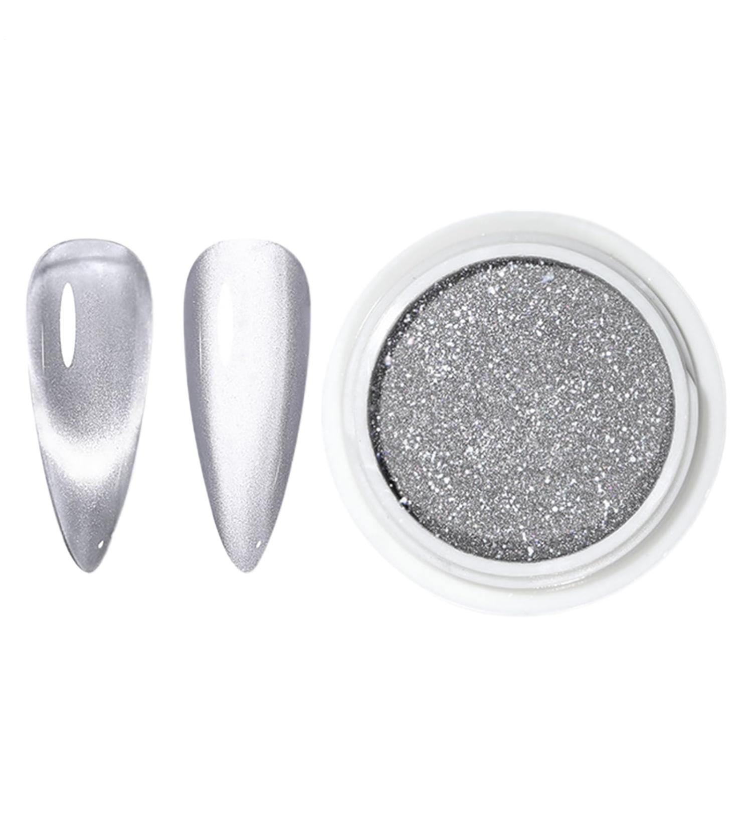 Chrome powder for gel nails chrome powder holographic nail powder | Nail powder with silver mirror effect gel powder with silver mirror effect nails with silver mirror effect - Buy Online on GoSupps.com