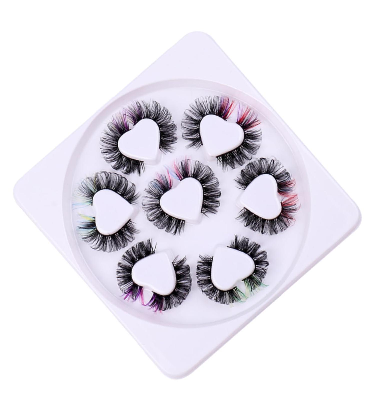 minkissy 7 Pairs Fake Eyelashes False Lashes Women Lashes with Color Curl Lash Clusters Fake Lashes Faux Eyelashes Colored Eyelashes Individual Lashes Chemical Fiber Extend Make up - Buy Online on GoSupps.com