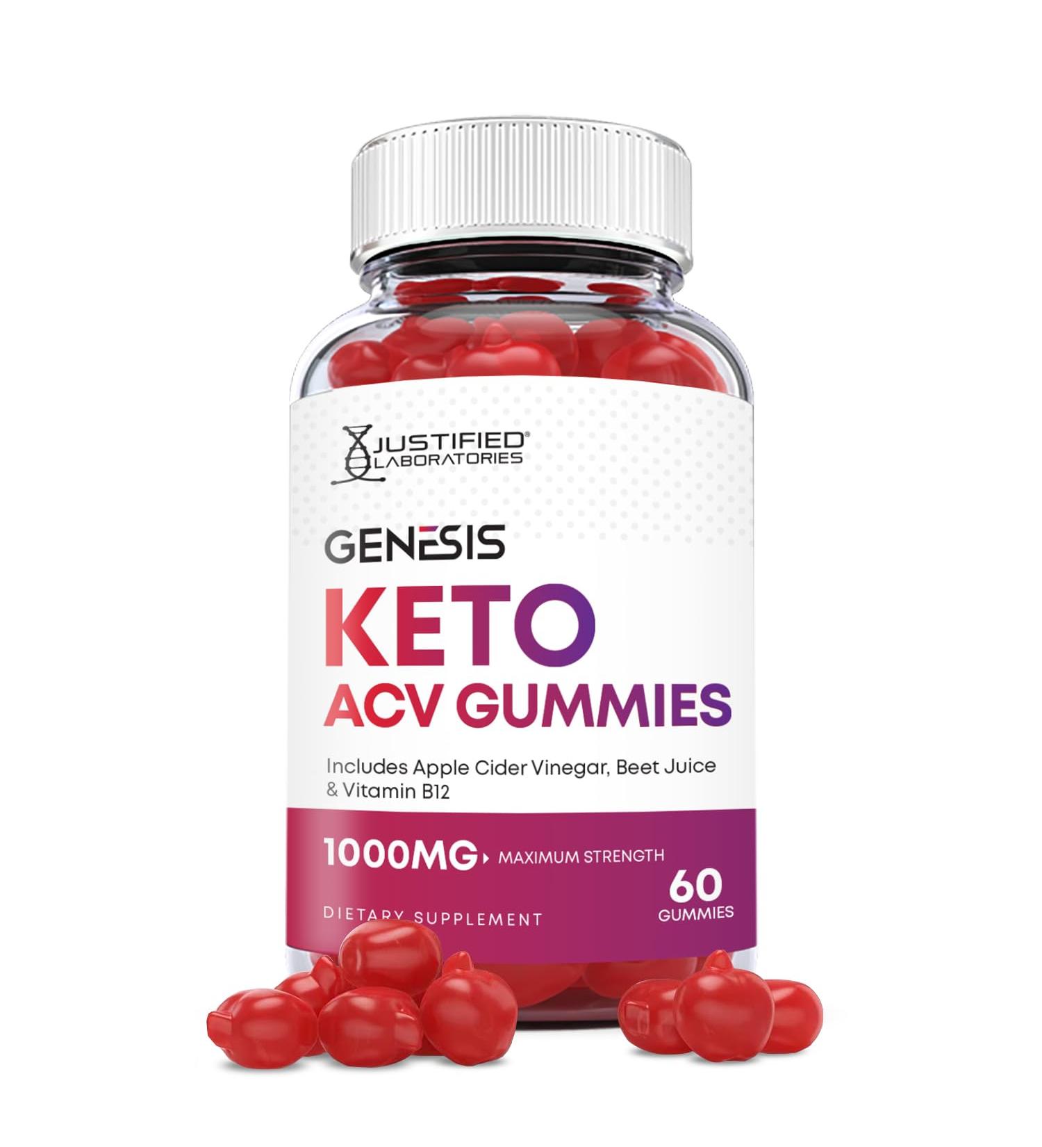 Justified Laboratories Genesis Keto ACV Gummies 1000MG Vegan Non GMO with Pomegranate Juice Beet Root B12 - 60 Gummys - Buy Online on GoSupps.com