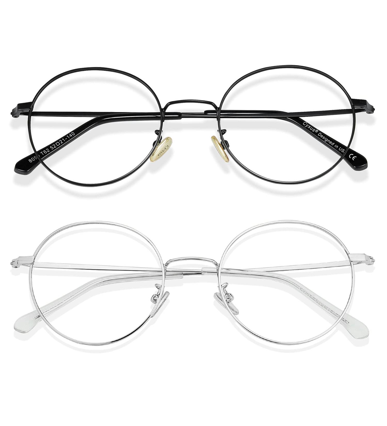 Cyxus Blue Light Filter Glasses - 2 Pack Round Metal Non-Prescription Anti-Blue Light for Computer & Phone - Buy Online on GoSupps.com