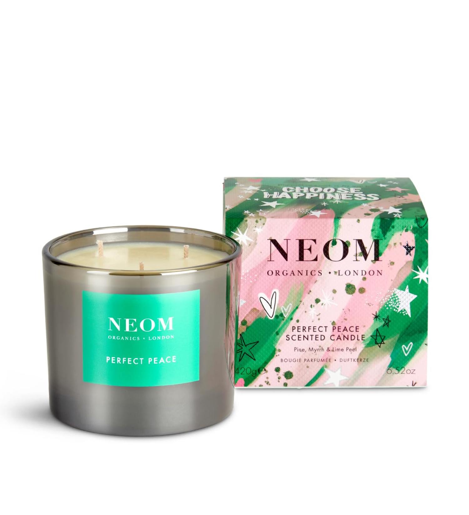 NEOM Perfect Peace 3 Wick Candle - Pine Myrrh & Lime Peel Fragrance for Festive Christmas Atmosphere - Buy Online on GoSupps.com
