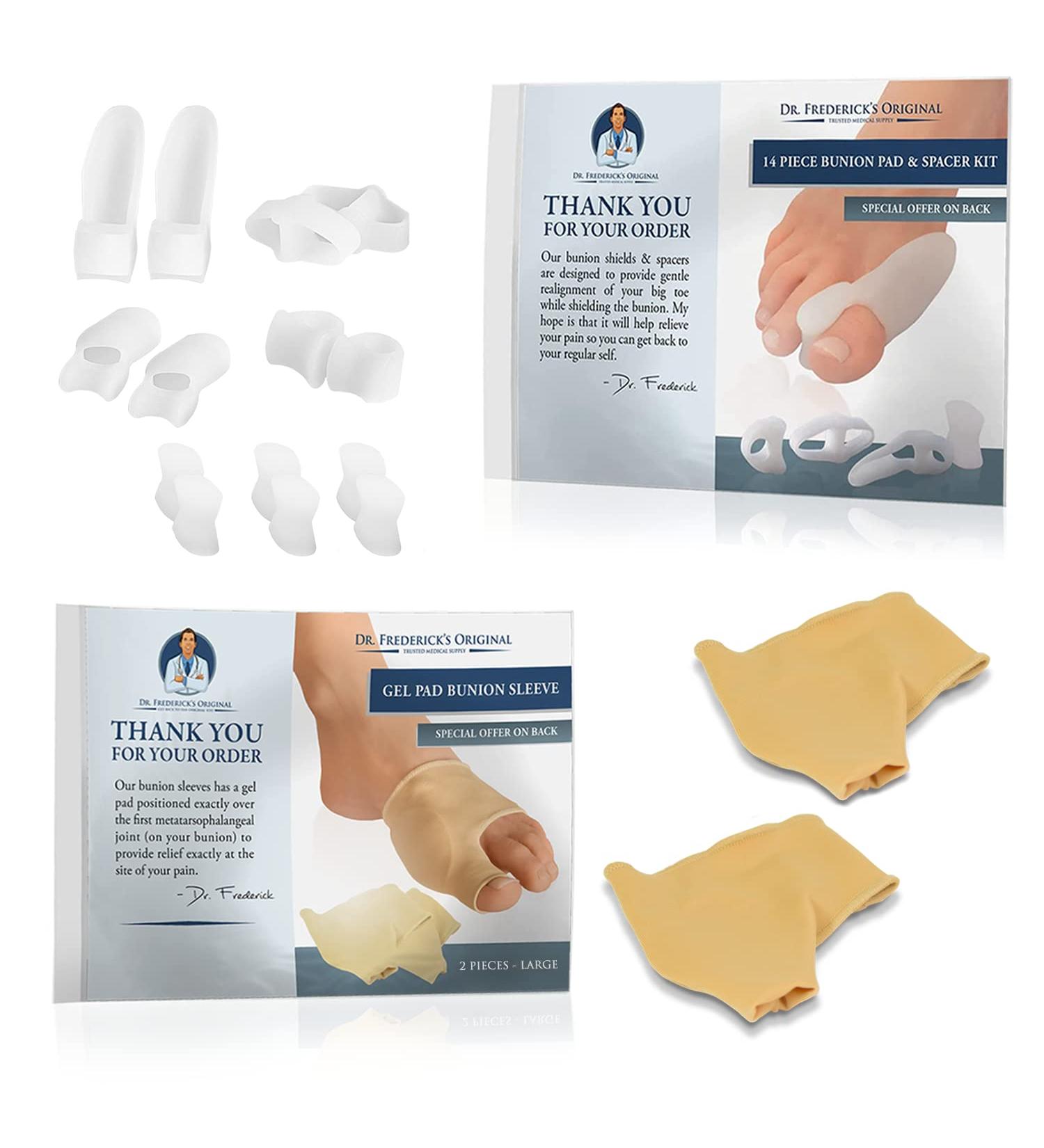Dr. Frederick's Super Bunion Treatment Bundle - 14PC Kit with Sleeves | Bunion Corrector Splints Pads Bootie Cushions - Buy Online on GoSupps.com