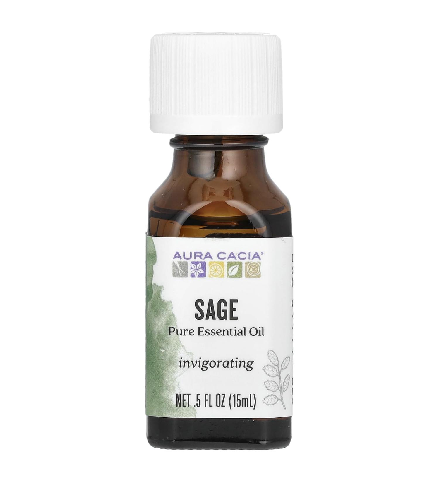 Aura Cacia Sage Essential Oil | GC/MS Tested for Purity | 15ml (0.5 fl. oz.)