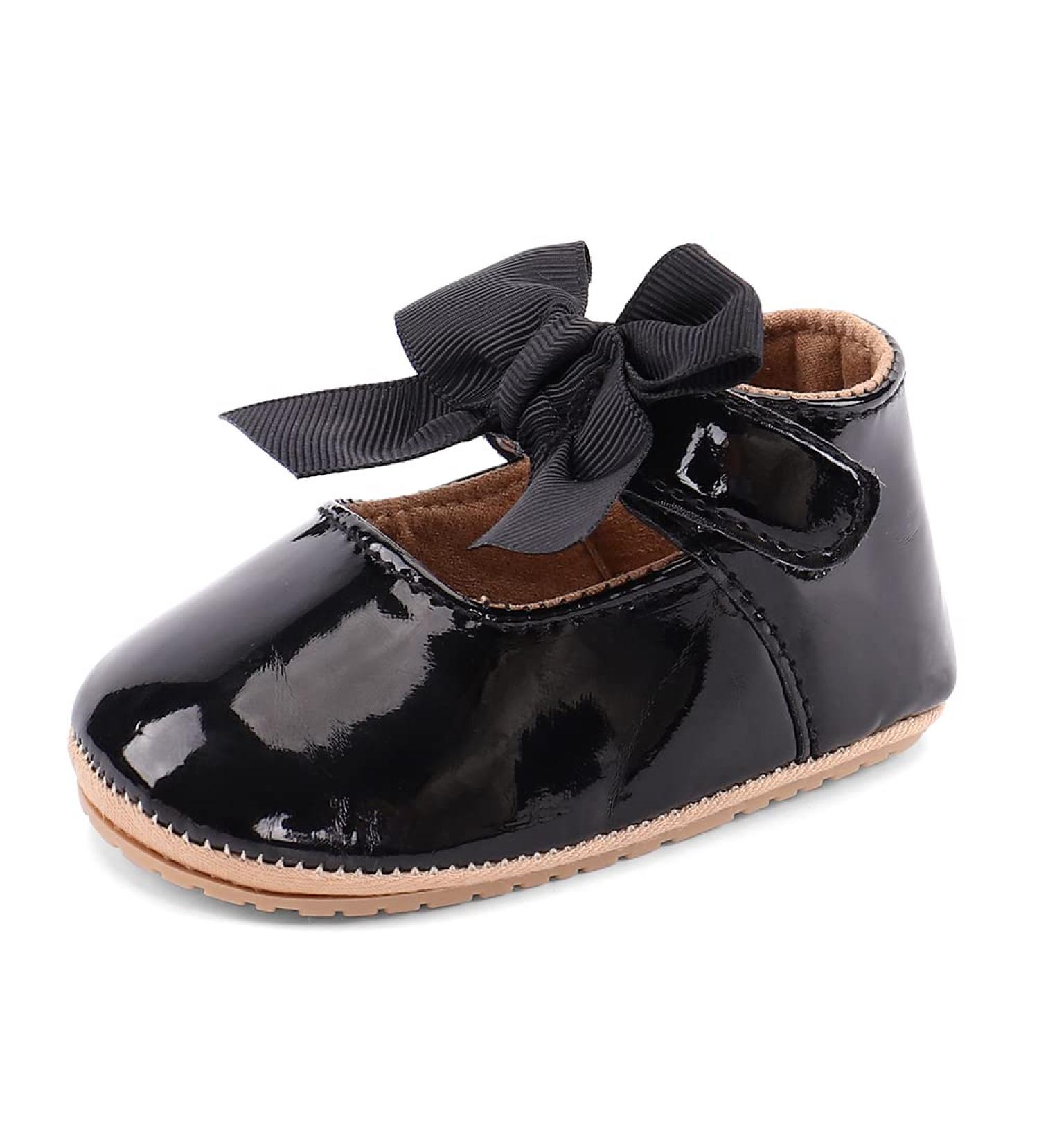 LACOFIA Baby Girls Anti-Slip First Walking Shoes - Infant Bowknot Mary Jane Princess Party Shoes - Size 3-6 Months - Black - Buy Online on GoSupps.com