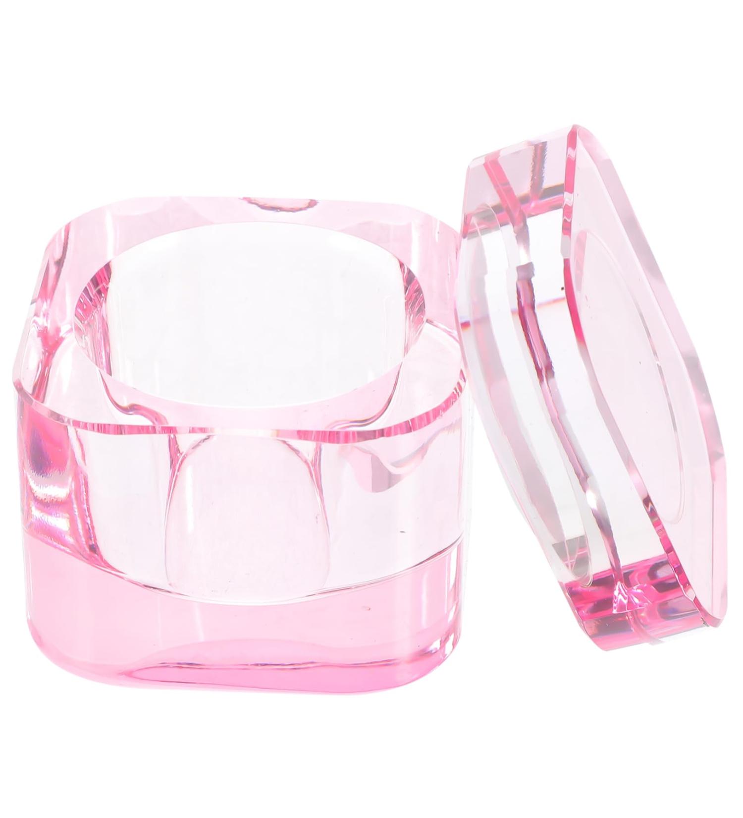 Ipetboom Glassware Tools Nail Art Brush Cup Pink Manicure Tools With Cover Crystal Glass Glass Nail Dish Cup 5.70X5.40X5.40CM Pink - Buy Online on GoSupps.com