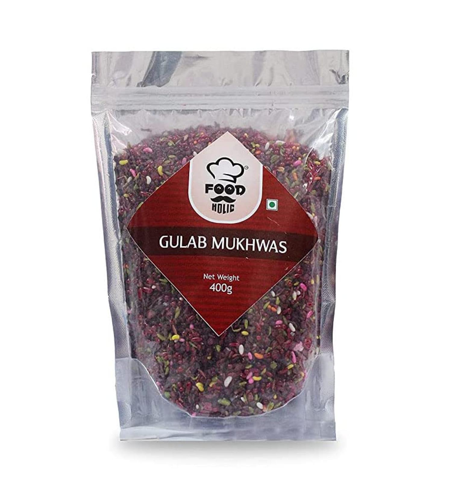 Foodholic Shahi Gulab Mukhwas Traditional Mouth Freshener Mukhwas Mix (Mouth Freshener) (400 Gm)_Packing May Vary