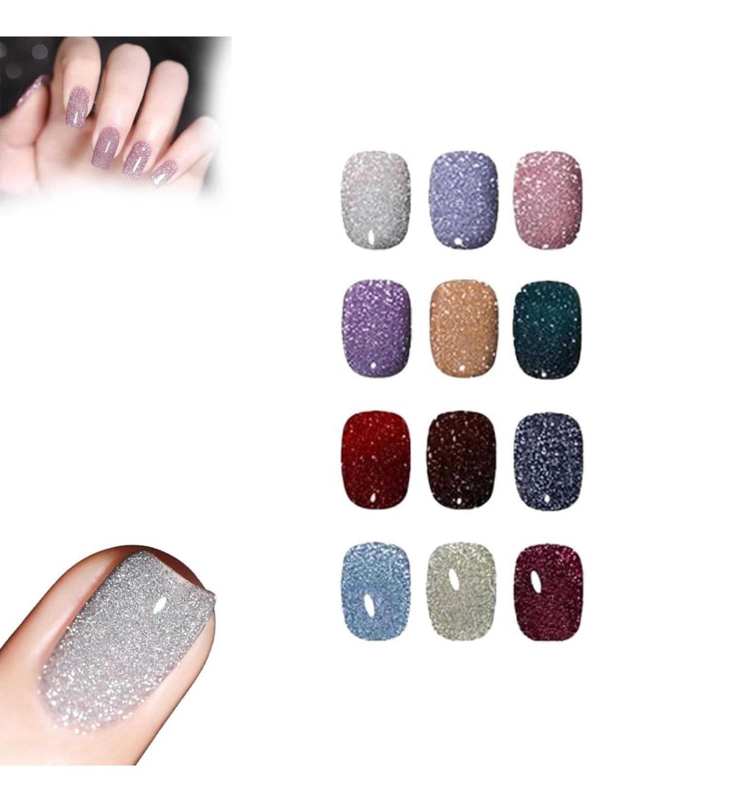 High Density Glitter Nail Polish 12 Colors Reflective Glitter Gel Nail Polish Set Holographic Glitter Nail Polish Manicure Set for Nail Art DIY Manicure and Pedicure at Home (Color : Sz01) - Buy Online on GoSupps.com