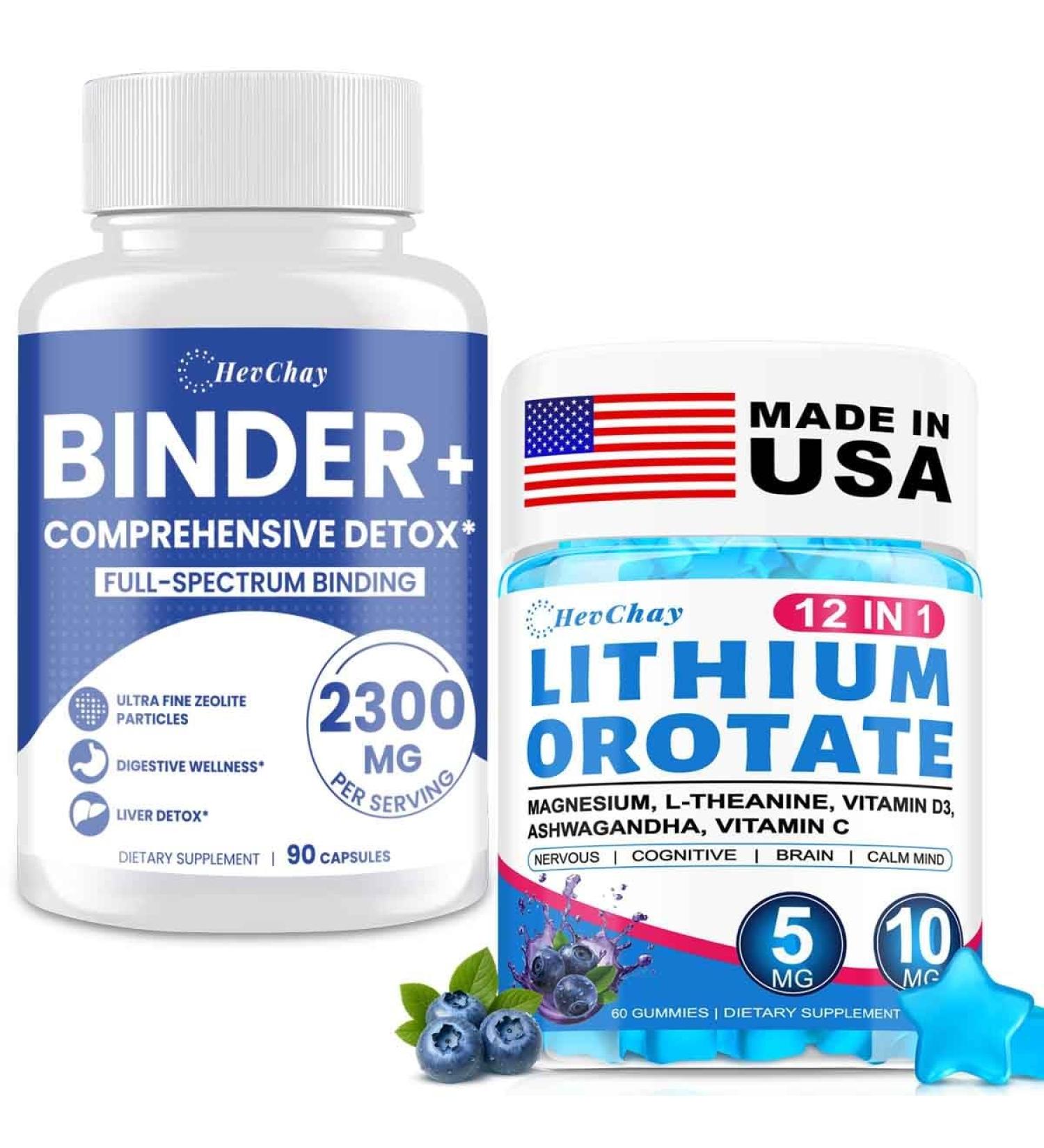2300MG Detox Binder Capsules + Lithium Orotate Gummies Bundle | Liver Gut Cleanse & Cognitive Tension Support for Adults - Buy Online on GoSupps.com