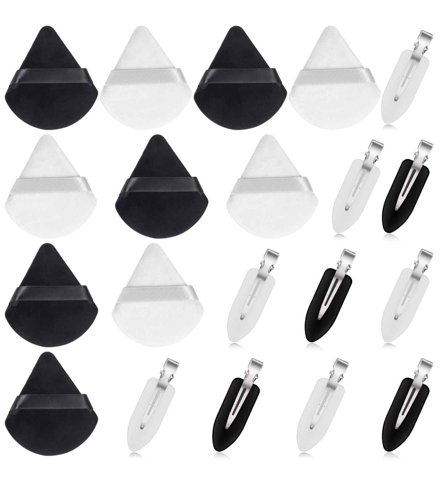 Triangle Makeup Puffs | Soft Velour Powder Puff Applicators for MUA | No Crease Hair Clips for Flawless Face & Eye Makeup - Buy Online on GoSupps.com