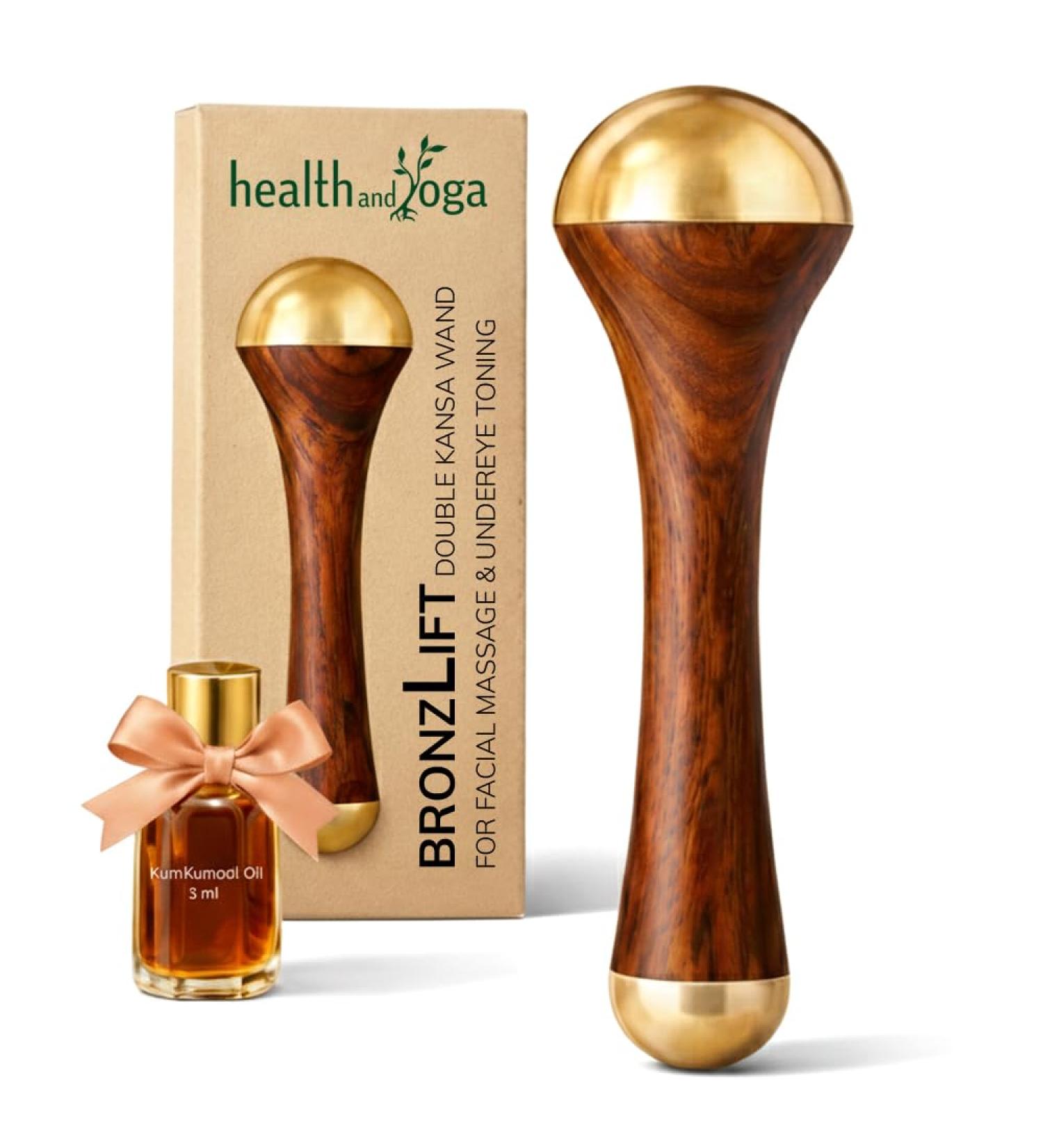 HealthAndYoga BronzLift Kansa Baguette Capuchon en bronze des deux c t s Flacon d'huile de beaut ajout e pour le visage Outil de beaut ayurv dique pour le visage le cou et sous les yeux Two Dome - Buy Online on GoSupps.com