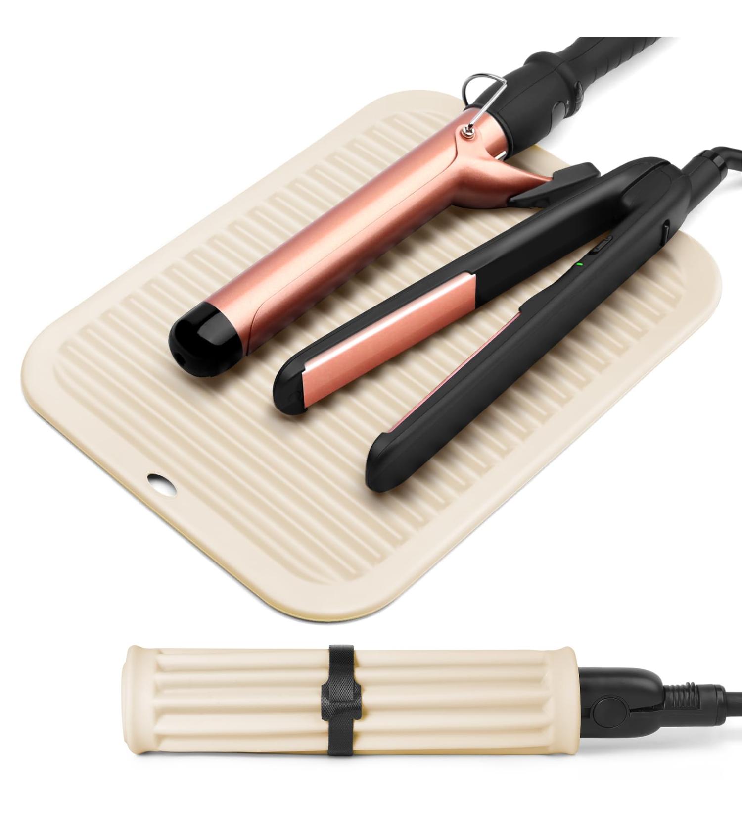 Large Silicone Heat Resistant Mat for Hair Tools | Travel & Salon Use | Curling Iron & Flat Iron Heat Mat | Cream Color - Buy Online on GoSupps.com
