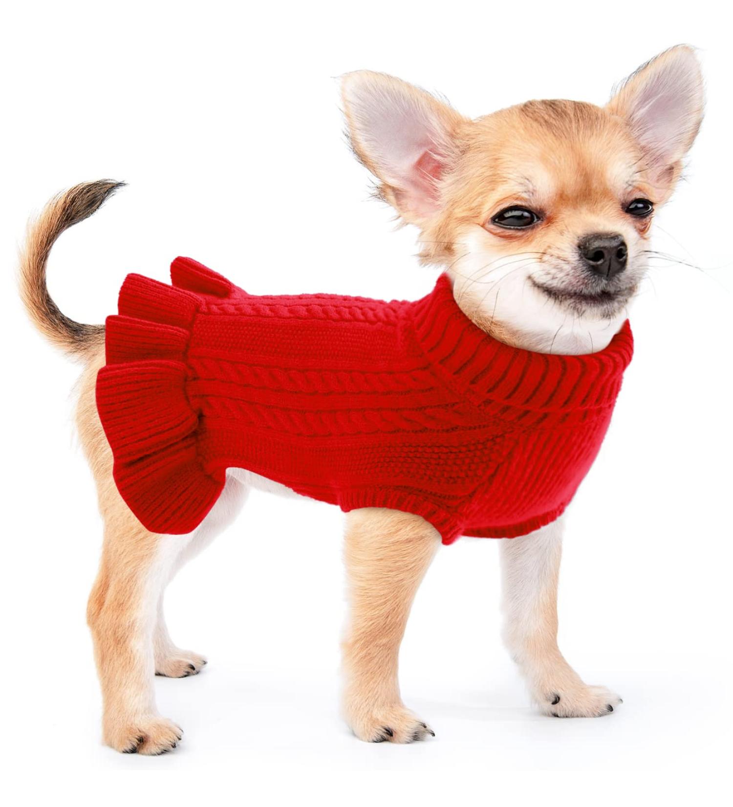Cozy Cat & Dog Sweater Dresses | Warm Fleece Knit for French Bulldogs Pomeranians Chihuahuas & Pugs Perfect Christmas Gift! - Buy Online on GoSupps.com