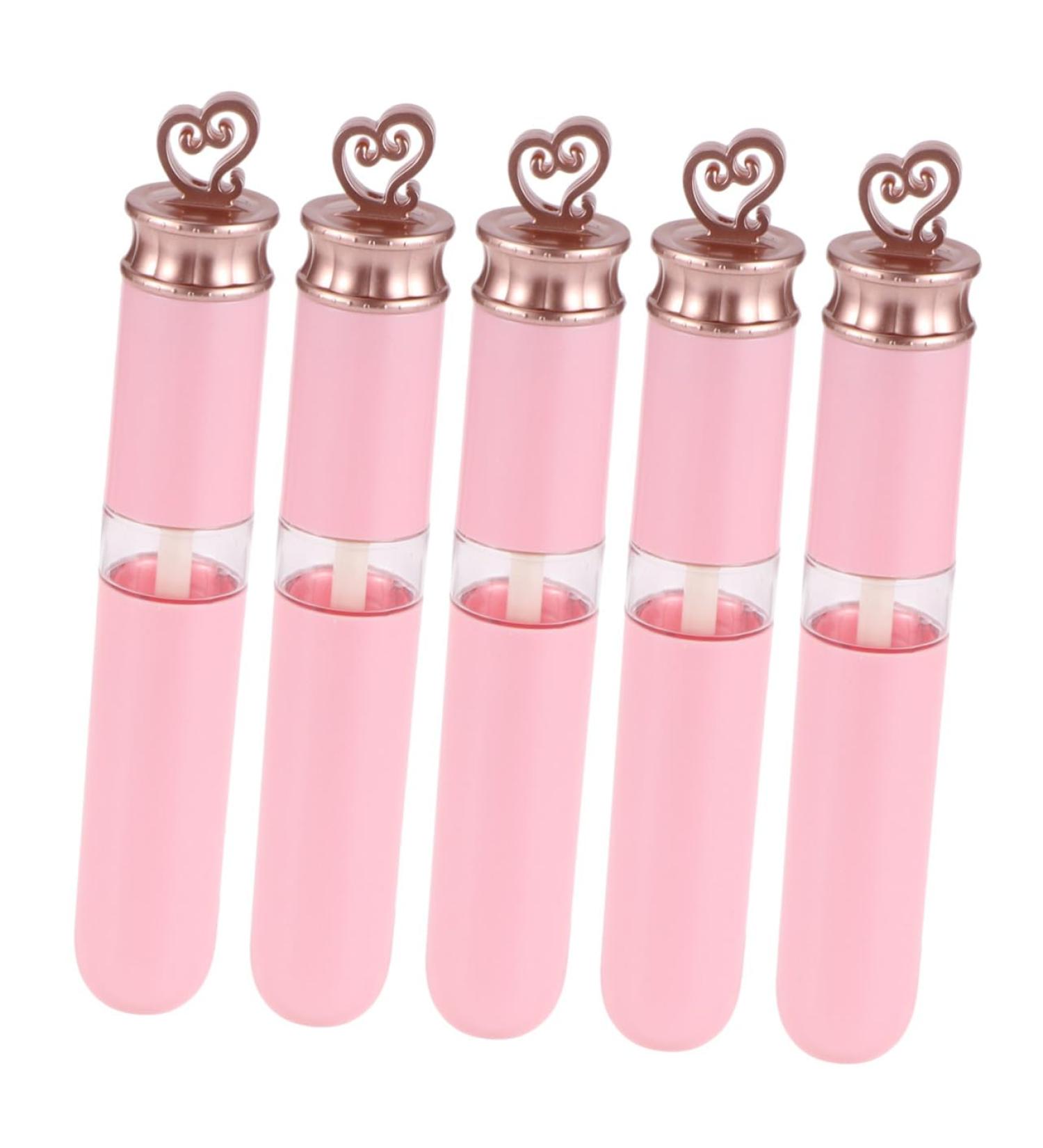 SOIMISS 5 pi ces Tubes Gloss L vres Plastique Vide Forme de C ur R utilisables et Rechargeables pour Liquide L vres DIY Flacons Portables Rose - Buy Online on GoSupps.com