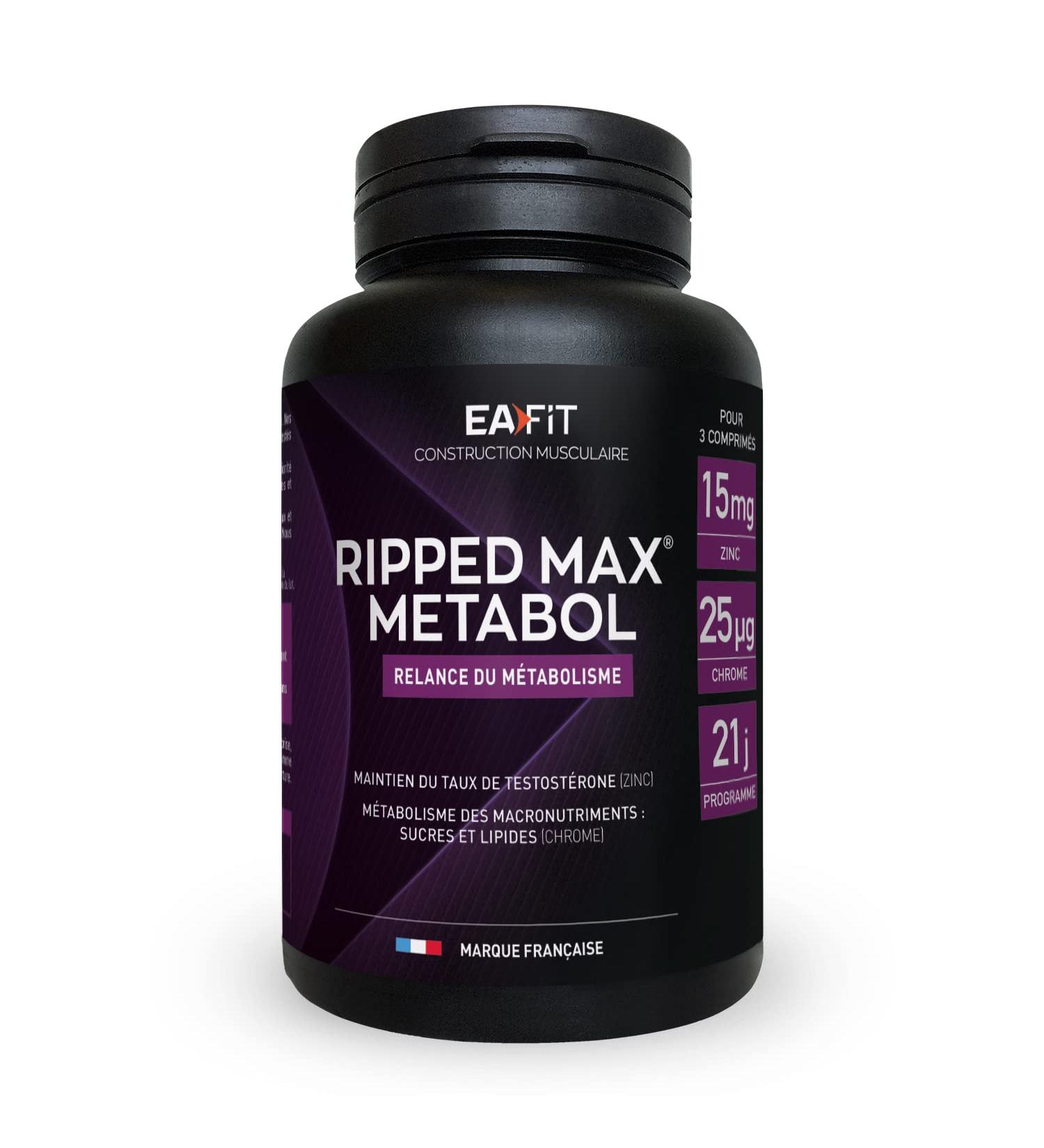 EAFIT Ripped Max Metabol Fat Burner Testosterone 63 Comp - Prog 21 J - Metabolic Recovery - Thermogenesis - Excessive Fats - Sugar Metabolism Certified Anti-Doping