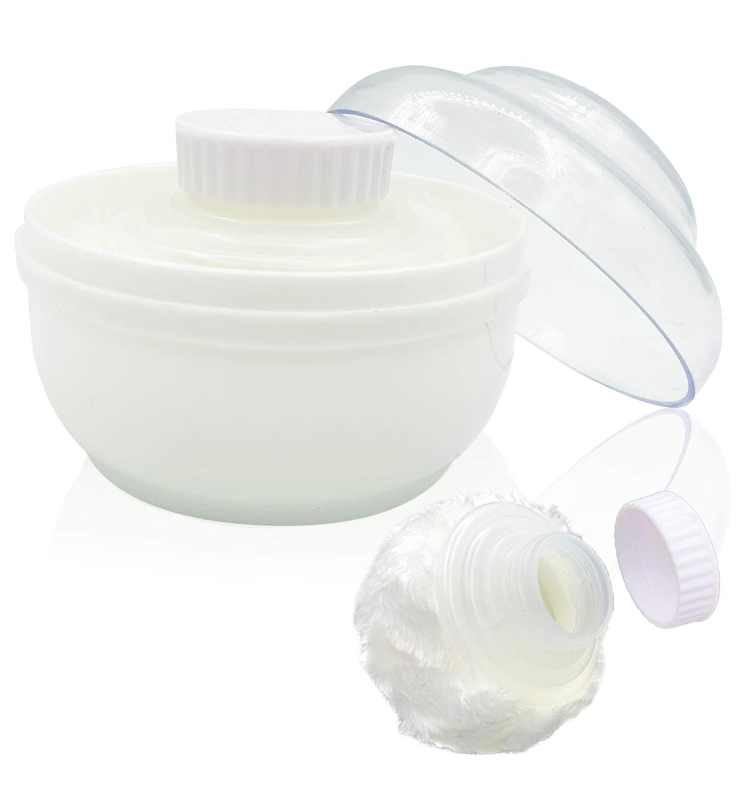 Large Fluffy Body Powder Container | Baby Care Face/Body Villus Powder Puff Box | Talcum Powder Container with Hand Holder - White - Buy Online on GoSupps.com