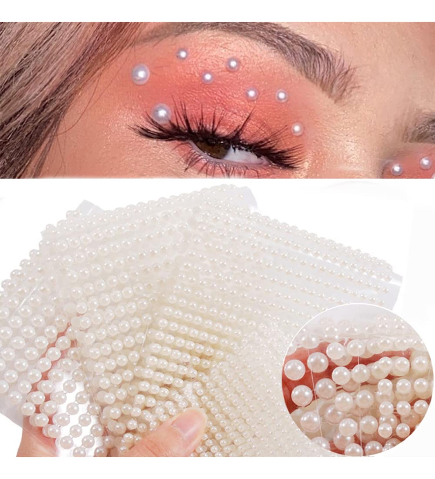 Pearl Rhinestone Stickers for Eyes, Face & Body - 3D Self Adhesive White Pearl Jewels for Makeup, Nails & DIY Crafts - 4 Sheets - Buy Online on GoSupps.com