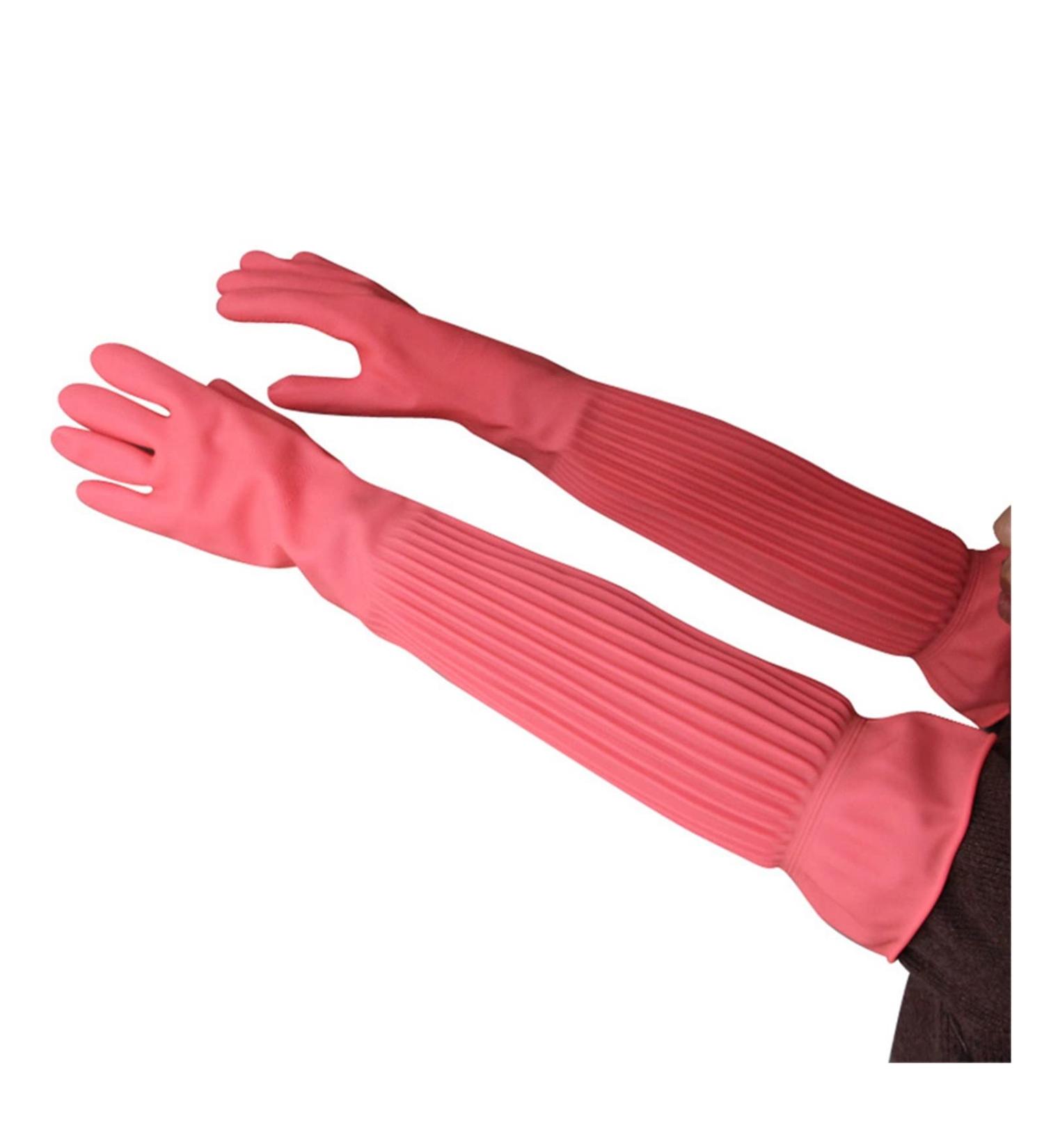 58cm Dish Washing Household Scrubbe Repeatable Kitchen Tool Waterproof Acid and Alkali Resistant Long Rubber Latex Gloves (Color : Pink Size : Large) Large Pink - Buy Online on GoSupps.com