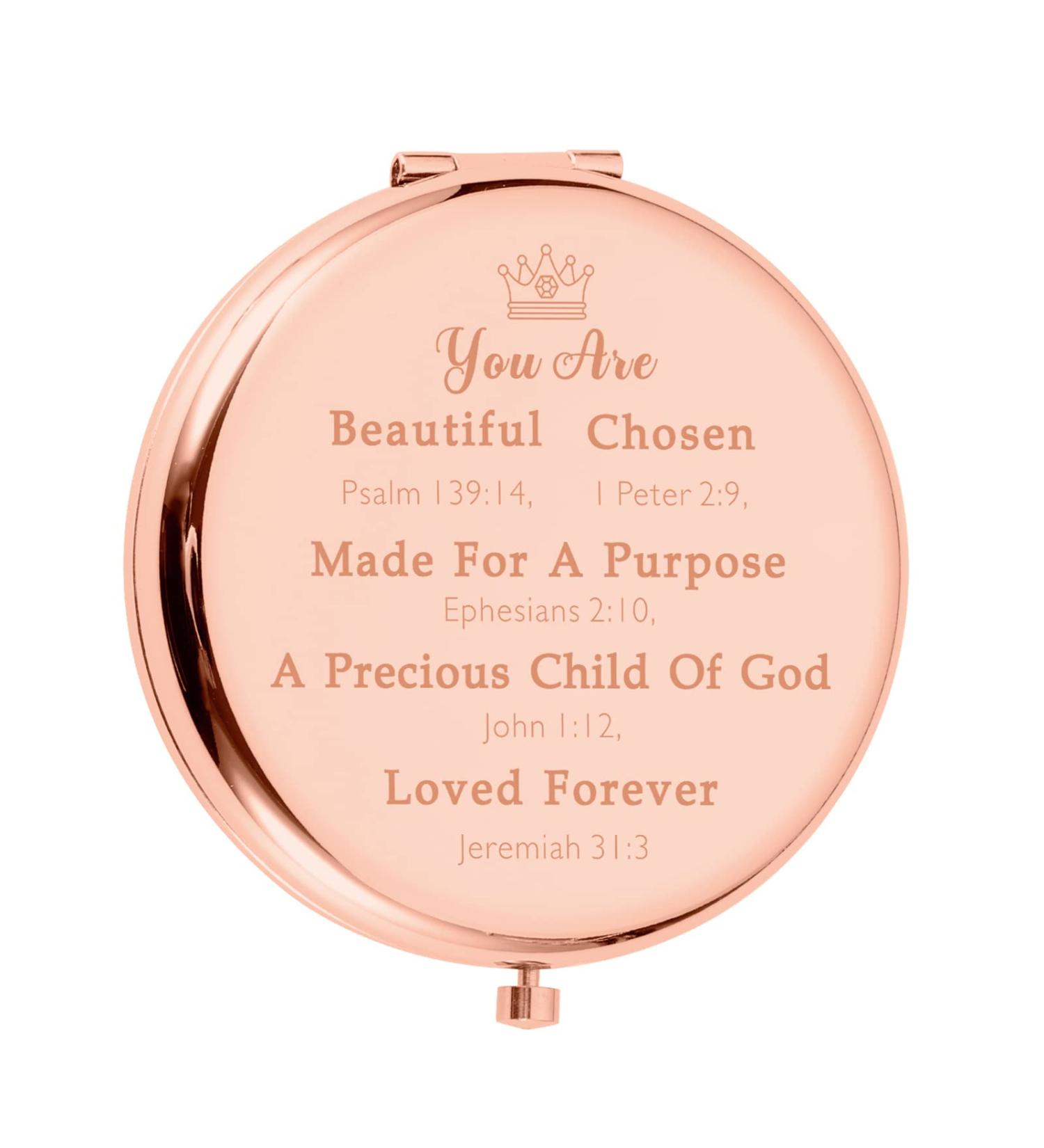 Christian Inspirational Compact Mirror - Valentines Gift for Women, Girlfriend, Wife, Teens, and Kids - Buy Online on GoSupps.com