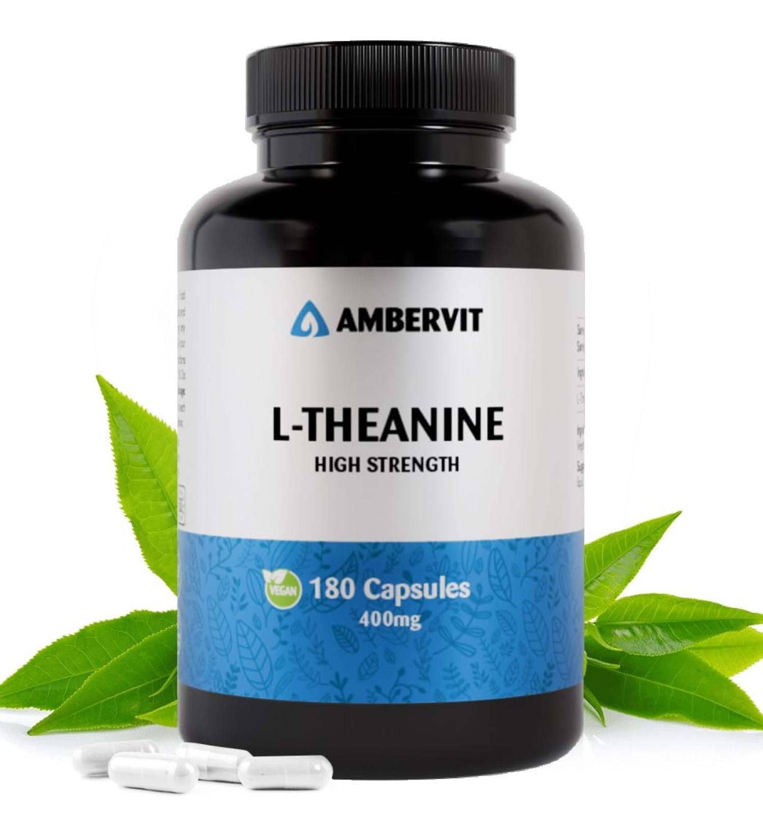  Ambervit L Theanine 400 mg 180 Vegetable Capsules | Relaxation Concentration & Stress Management | Pure Formula Without Additives | Vegan Gluten and Lactose Free | Ambervit - Buy Online on GoSupps.com