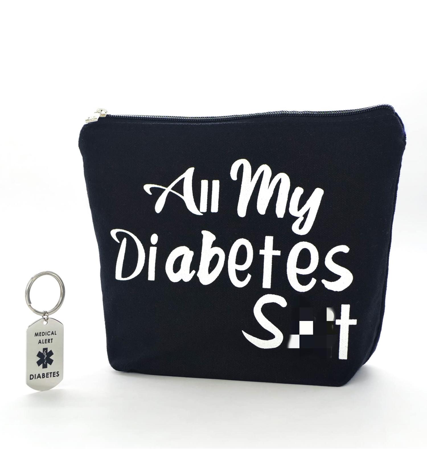 Diabetic Travel Bag & Keychain Gift Set - Funny Diabetes Gifts for Grandma, Grandpa, Mom, Dad, Sister, Brother - Personalized Diabetic Supplies - Birthday, Christmas - Buy Online on GoSupps.com
