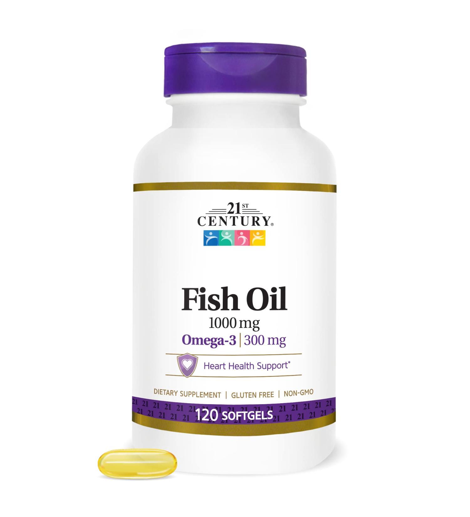 21st Century Fish Oil 1000 mg Softgels, 120 Count 120 Count (Pack of 1) - Buy Online on GoSupps.com
