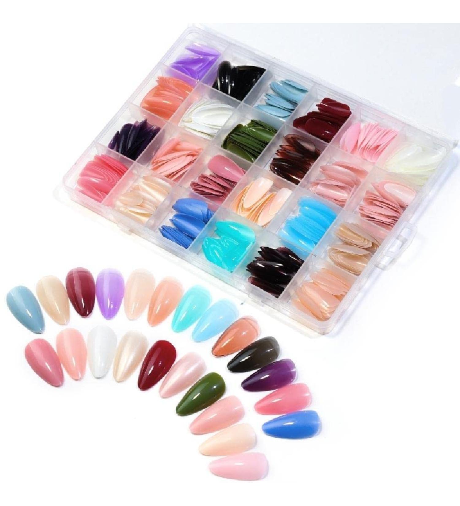 576Pcs Medium Square Nails Colored Fake Nails Artificial Fingernails Acrylic Tip 12 Size for Women Long Ballerinas Nails Square Nails Nails Long - Buy Online on GoSupps.com