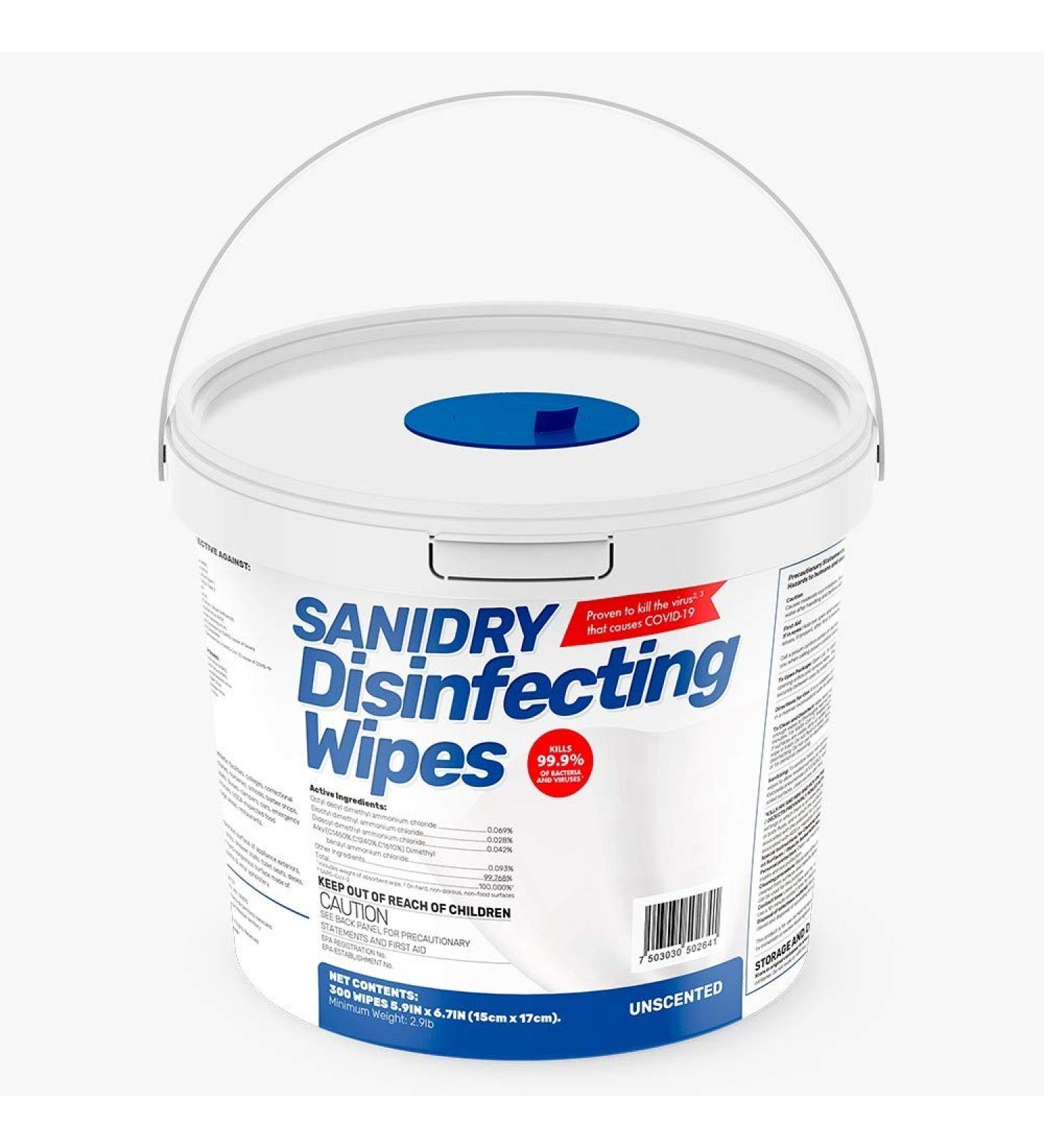 Rosmar SANIDRY Multi-Surface Cleaning Wipes 300ct Unscented Non-Abrasive - White Bucket - Buy Online on GoSupps.com