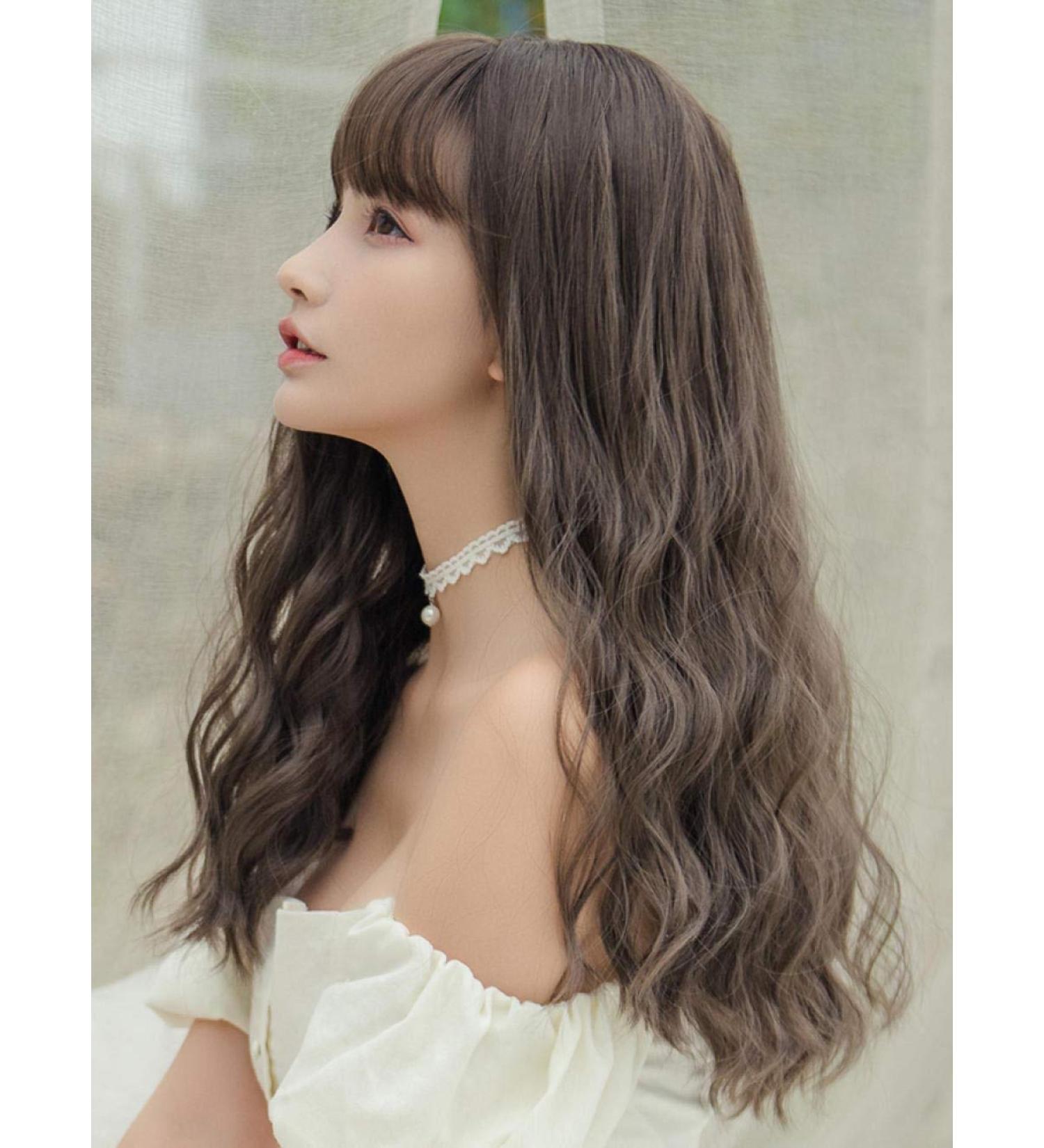 BGHJUE Wig hair long hair female natural fluffy realistic cute long curly hair big wave invisible seamless full head cover corn hot