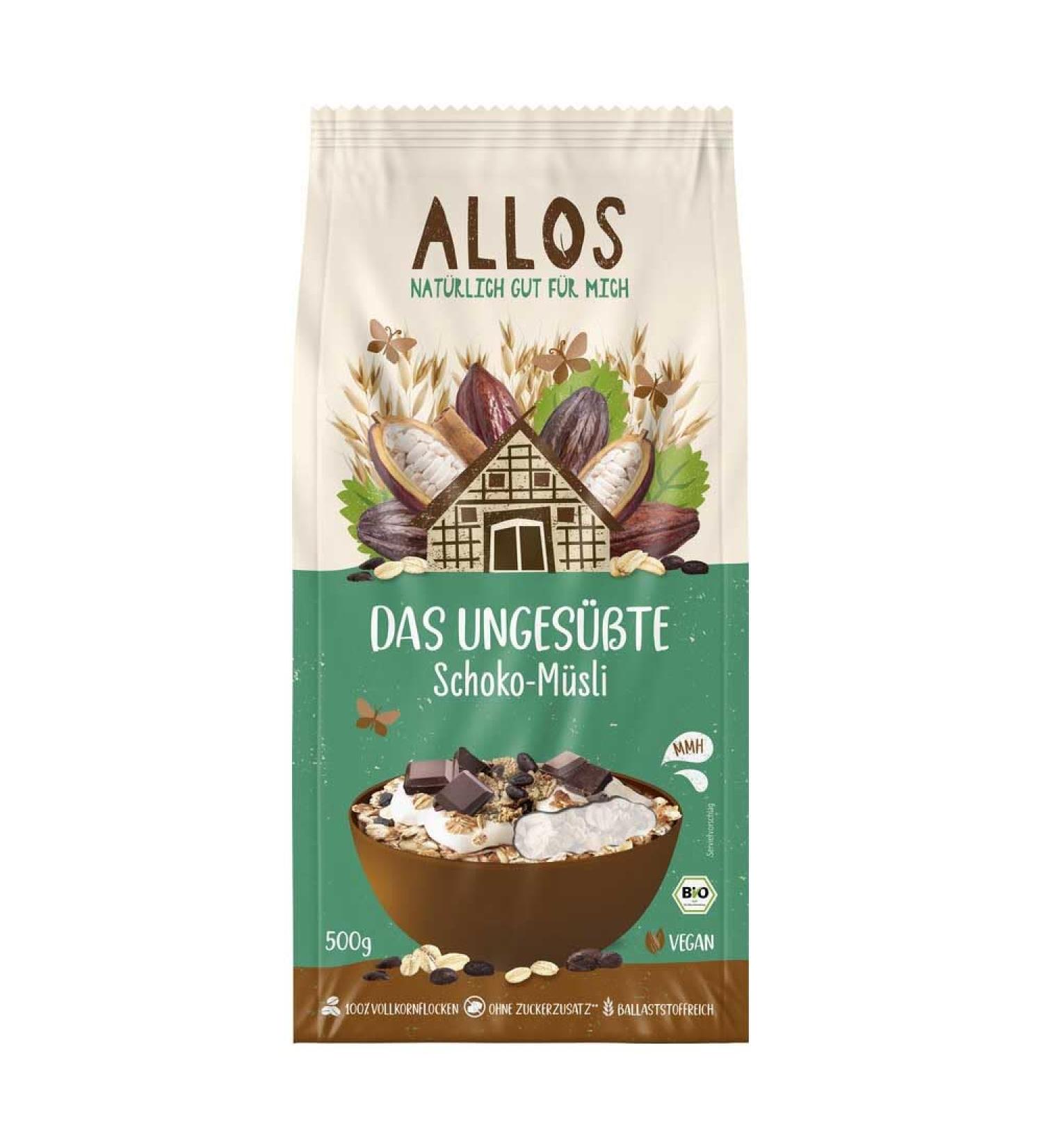 Allos Allos Organic Unsweetened Chocolate Muesli (2 x 500 g)