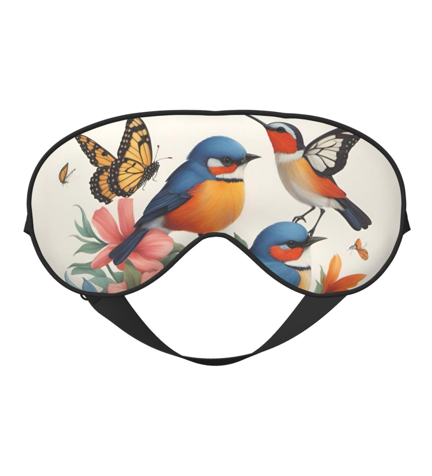 Buy BREAUX Birds Flowers Butterfly Print Double Sided Eye Mask - Blackout Eye Mask for All Night Sleep - Perfect for Women & Men - Buy Online on GoSupps.com
