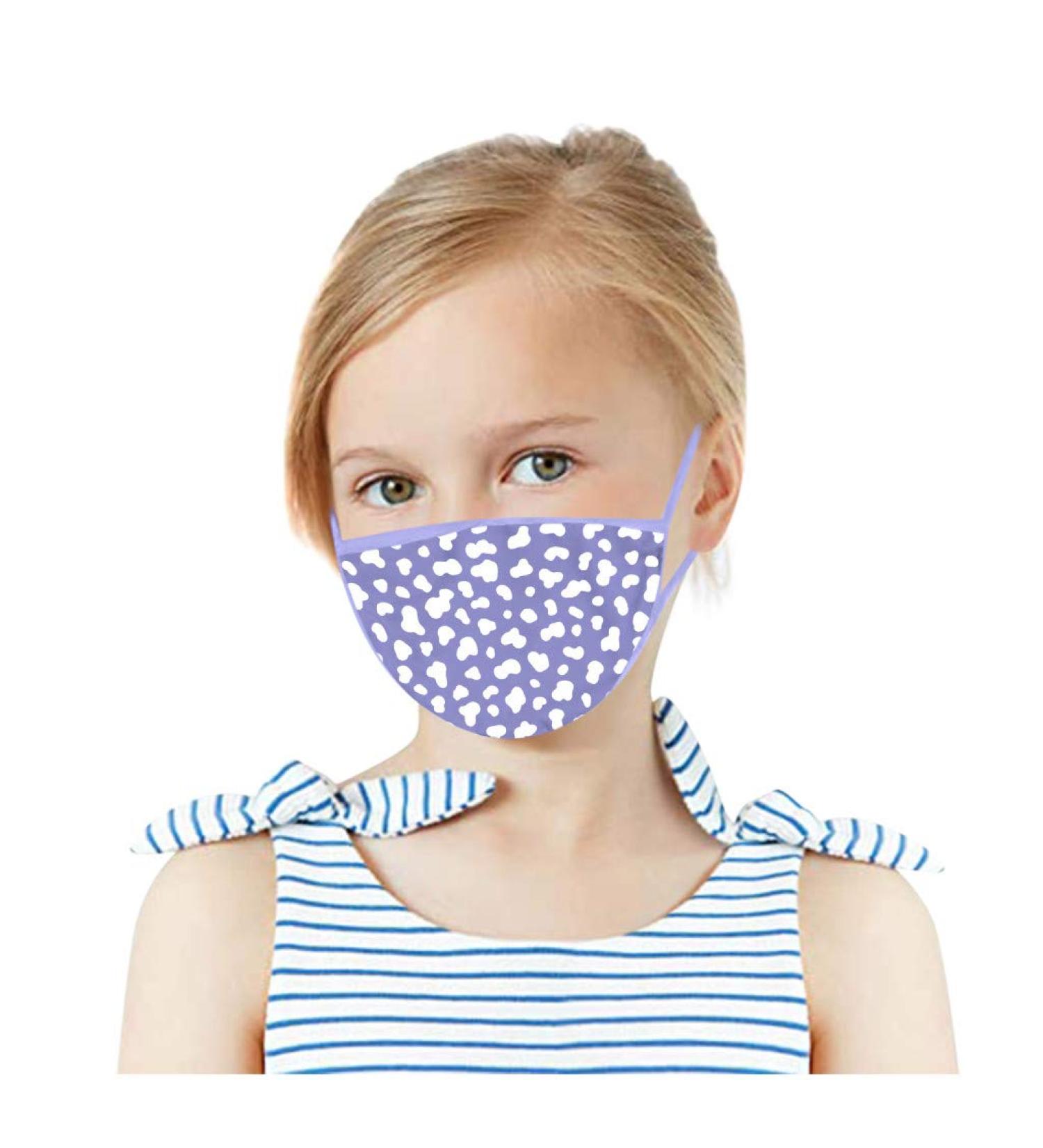 Yliquor 1PC Printed Cotton Facial Covering Washable Face Protection Breathable Cute Cartoon Face Bandanas Anti-Haze Dustproof for Kids (1 PC G)